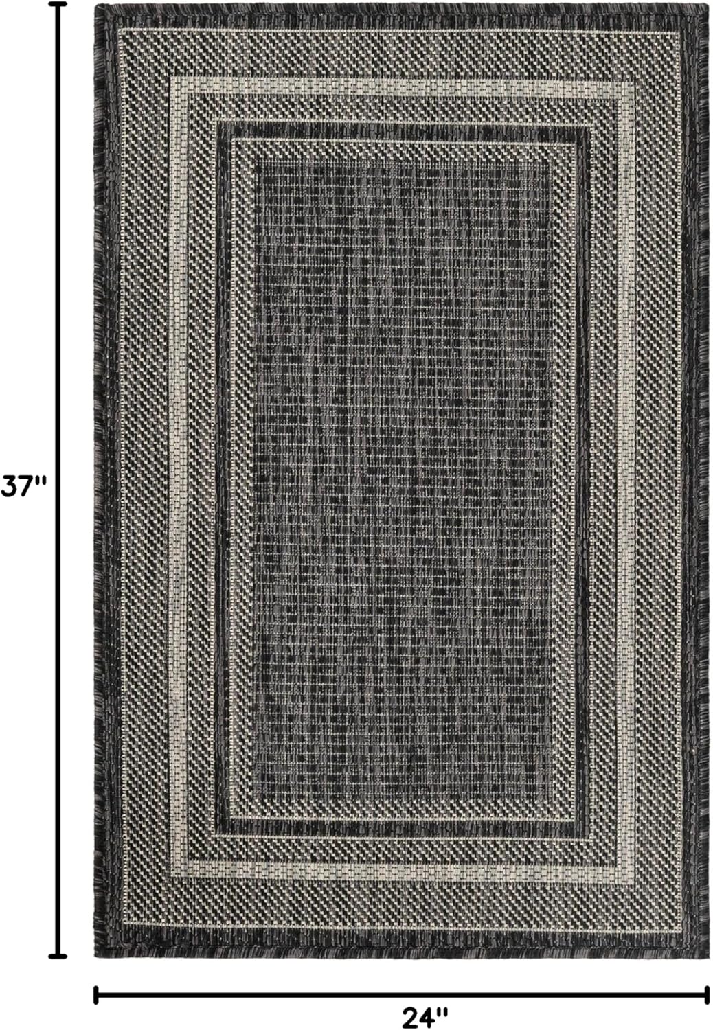 Unique Loom Outdoor Border Collection Area Rug - Soft Border (2' x 3' 1" Rectangle, Black/ Ivory)