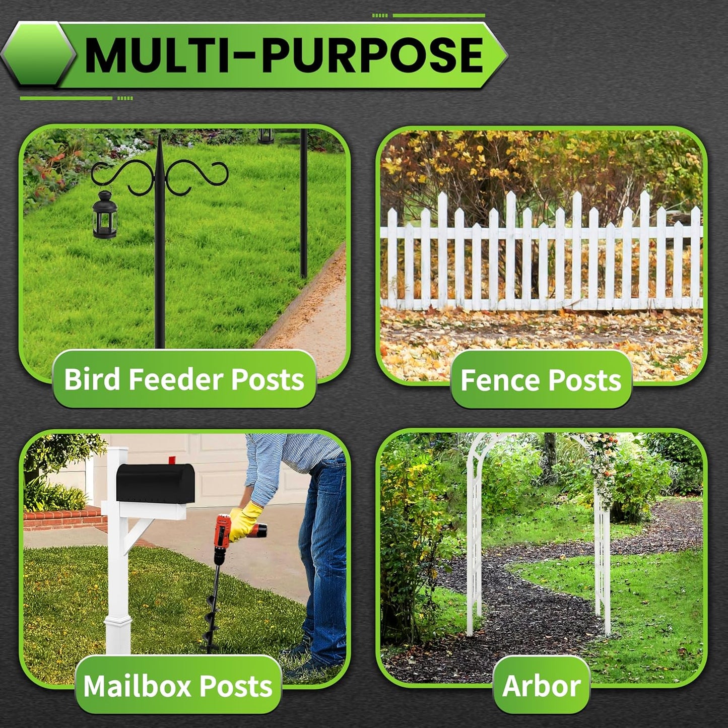 SYITCUN Auger Drill Bit for Planting - 4"X24" Heavy-Duty Post Hole Auger - Auger Post Hole Digger for Fence- 3/8" Hex Drive Drill