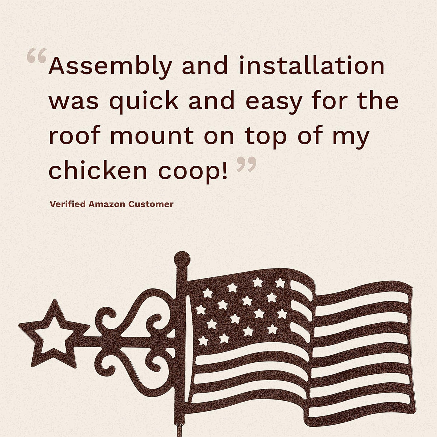 EZ Vane Steel USA Flag Weathervane 21” Height, Includes Metal Roof Mount, Wind Cups & Brackets | Hand-Crafted and Family-Owned, Made in The USA with Triple Powder Coating, Limited