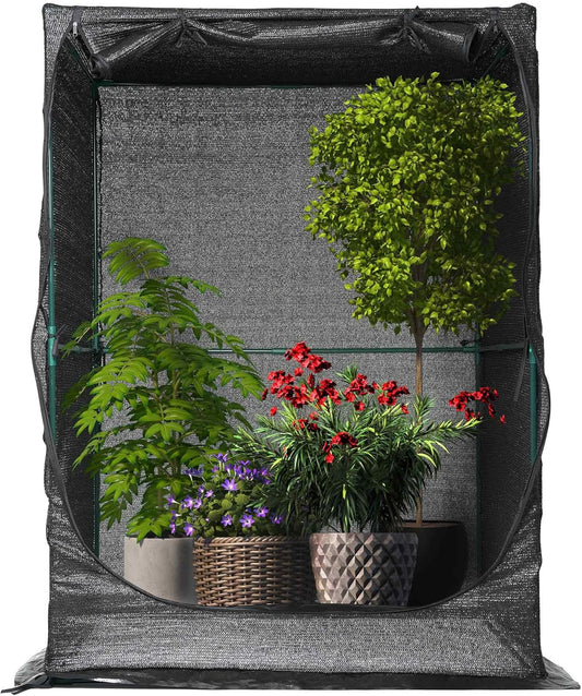 Portable Large 4'x4' Sunshade Cloth Gardening Net,Easy Set up Crops Shade Net 5.7FT Tall Cover, UV Resistant Plant 80% Sunblock for Vegetables,Fruits and Mini Flower Pot with Stakes