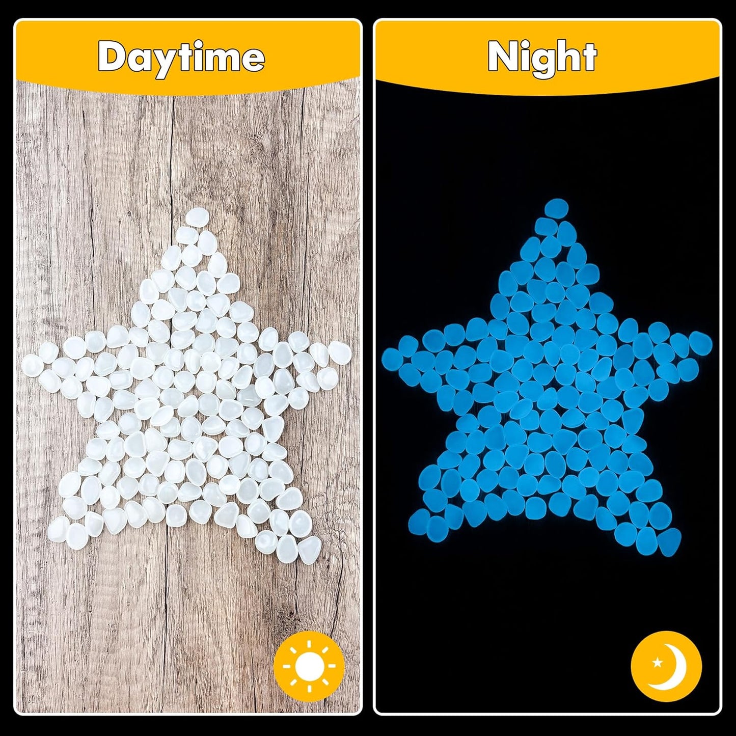 Glow in The Dark Rocks Outdoor Garden Pebbles Stones, 2.2Lbs White Fish Tank Glow Rocks Resin Glowing Pebbles for Garden/Aquarium/Planter/Walkway/Driveway