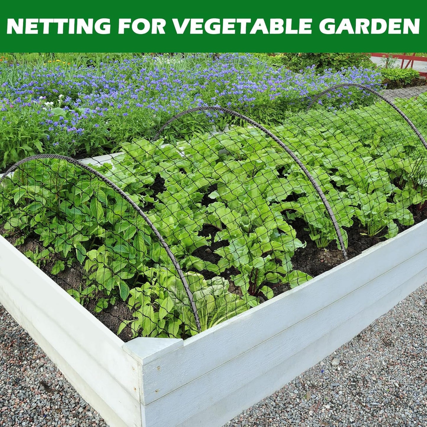 Bird Netting 25'x50' with 2" Mesh Garden Net with Bird Scare Tape, Avian Nettings for Chicken Coop Roof, Heavy Duty Nylon Nettings for Garden, Chicken Coop Netting Fruit Tree Net