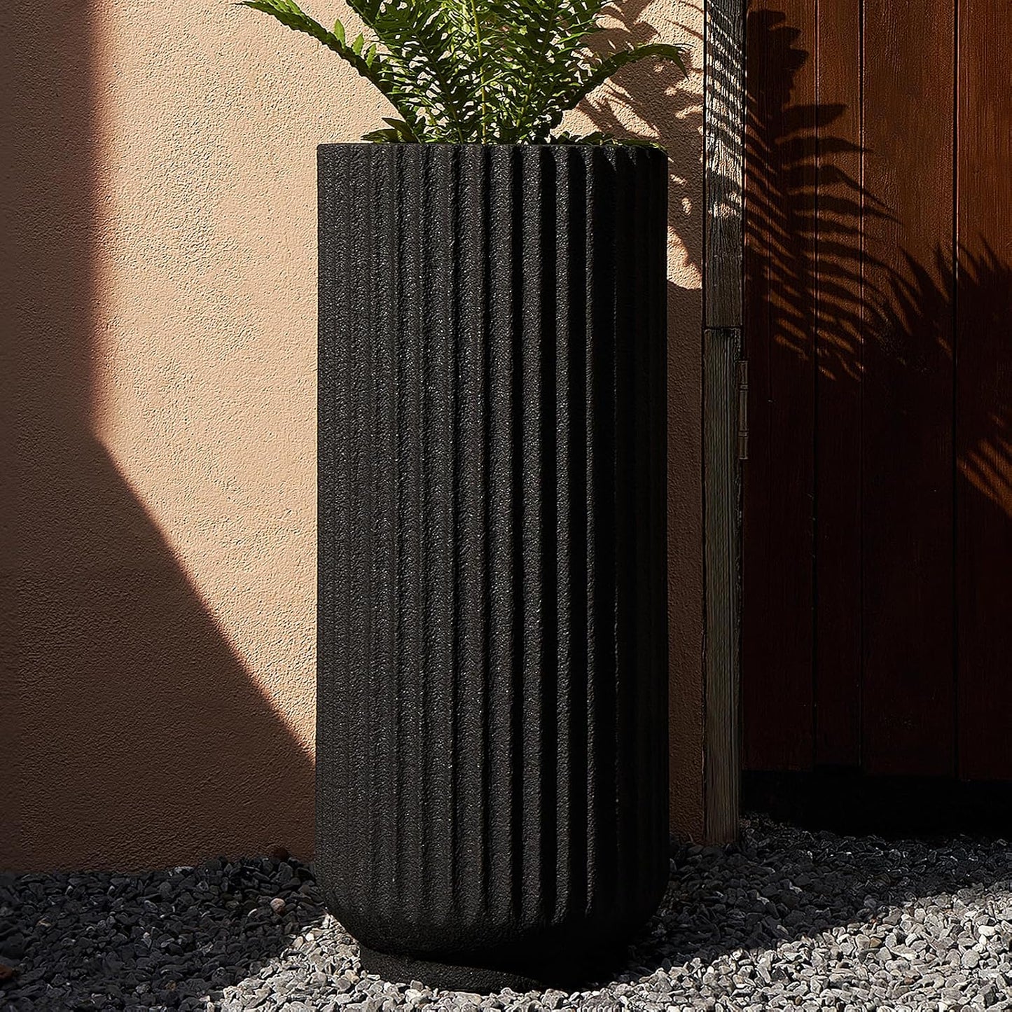 31.5 Inch Tall Roman Column Concrete Planter（14.2Dx31.5H，36 Pounds）,Durable All-Weather Use with Drainage Holes,Large Tall Round Planter for Outdoor Indoor Plants