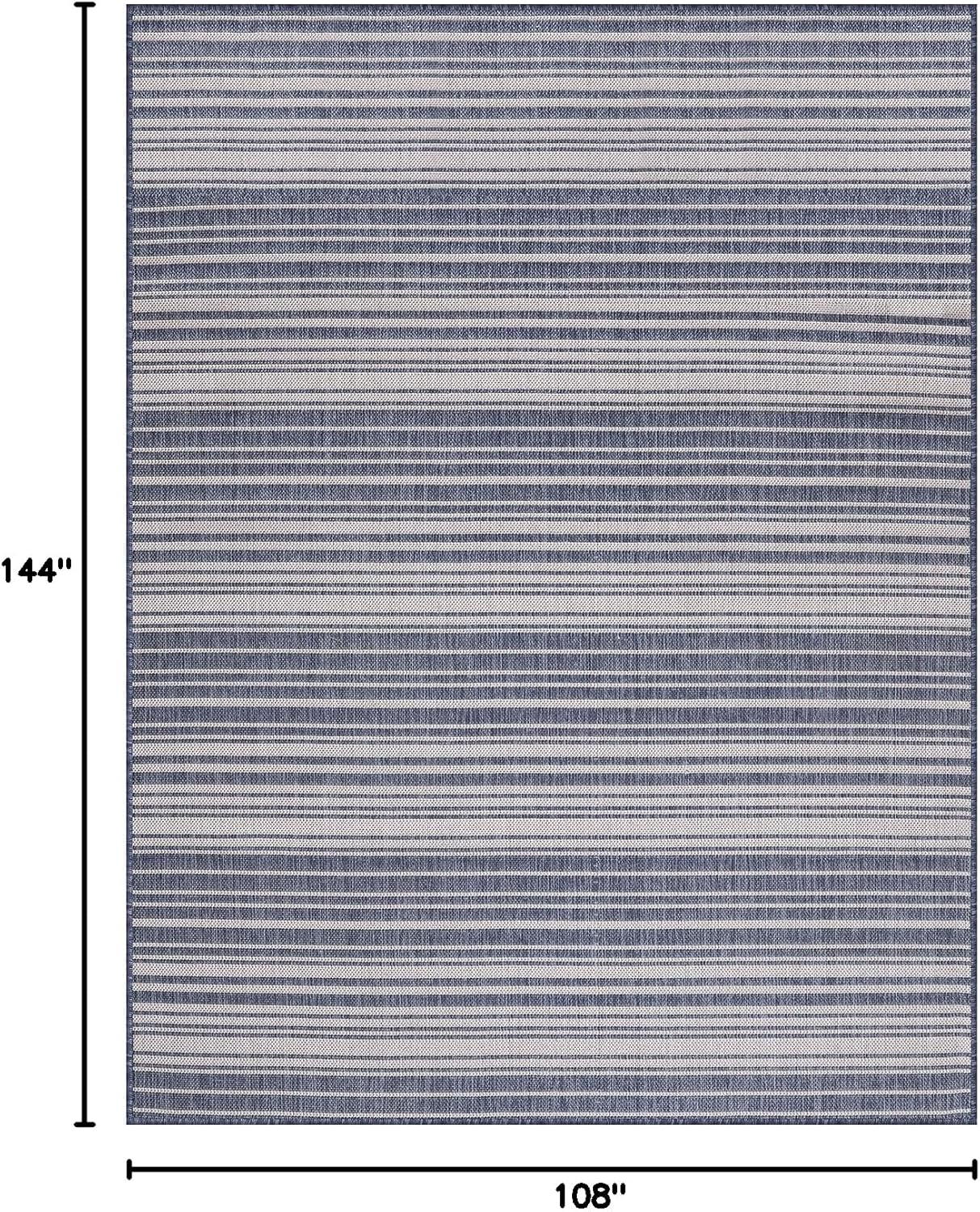 Stripe Outdoor Rug 9x12 Washable Outside Carpet for Indoor Patio Porch Waterproof Easy Cleaning Non Shedding Area Rugs Blue 9 x 12
