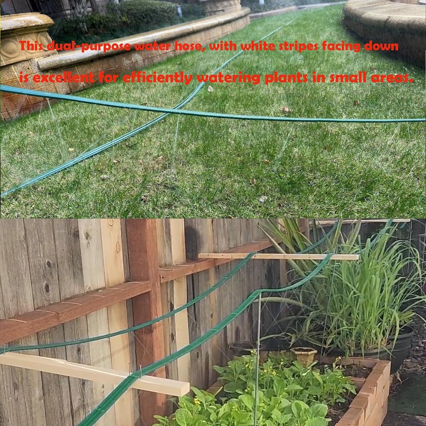 Watoo 2025 Sprinkler Hose & Soaker Hose for Yard - 25 FT Reinforced Flat Garden Hose with Holes, Heavy Duty No-Kink Lawn Irrigation Hose (Includes Stakes, High Pressure Spray)