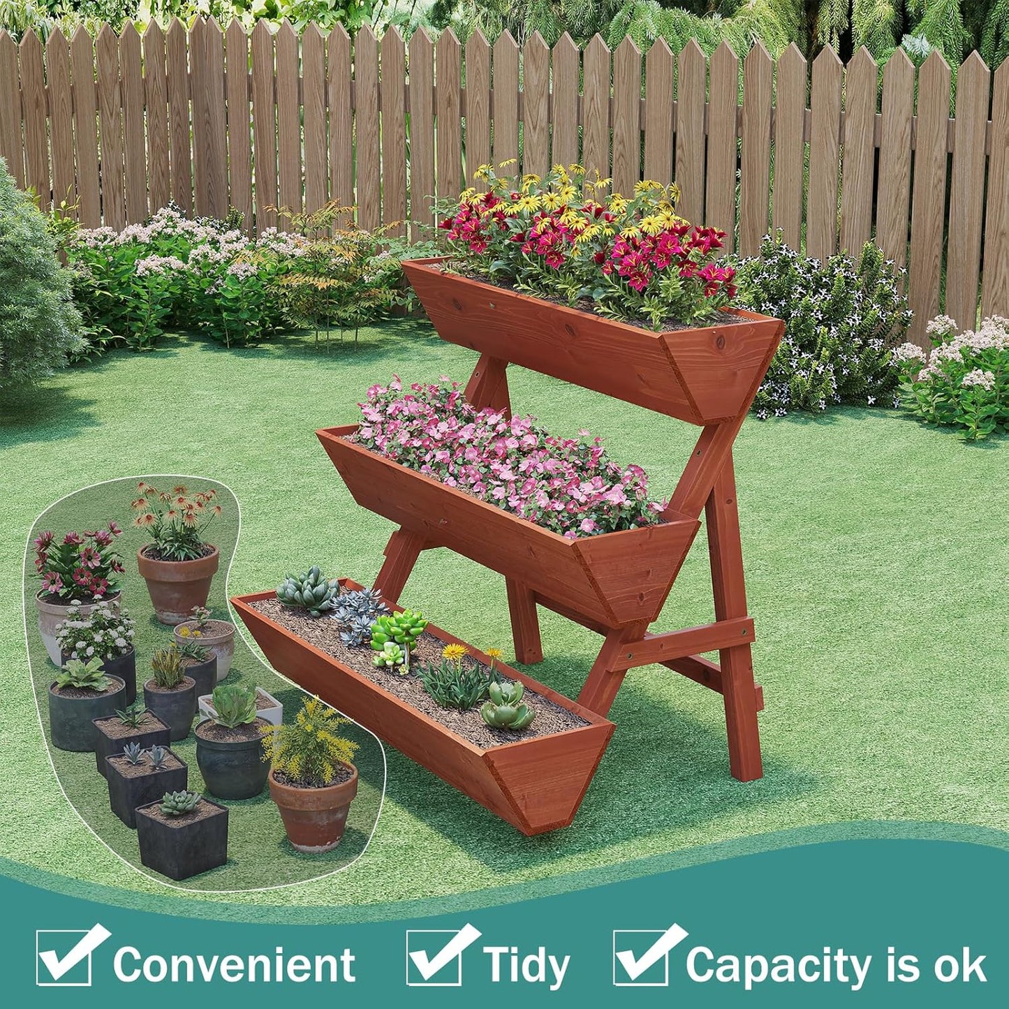 Raised Garden Bed, 3 Tier Vertical Garden Planter for Indoor & Outdoor, Raised Planter Box with Legs, Garden Planter Box for Flowers/Vegetables/Plants