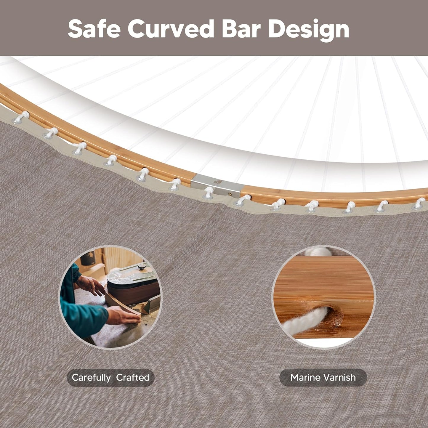 SUNCREAT Hammocks Outdoor Hammock with Spreader Bar, Poolside Portable Hammock for Outside with Carrying Bag, Coffee