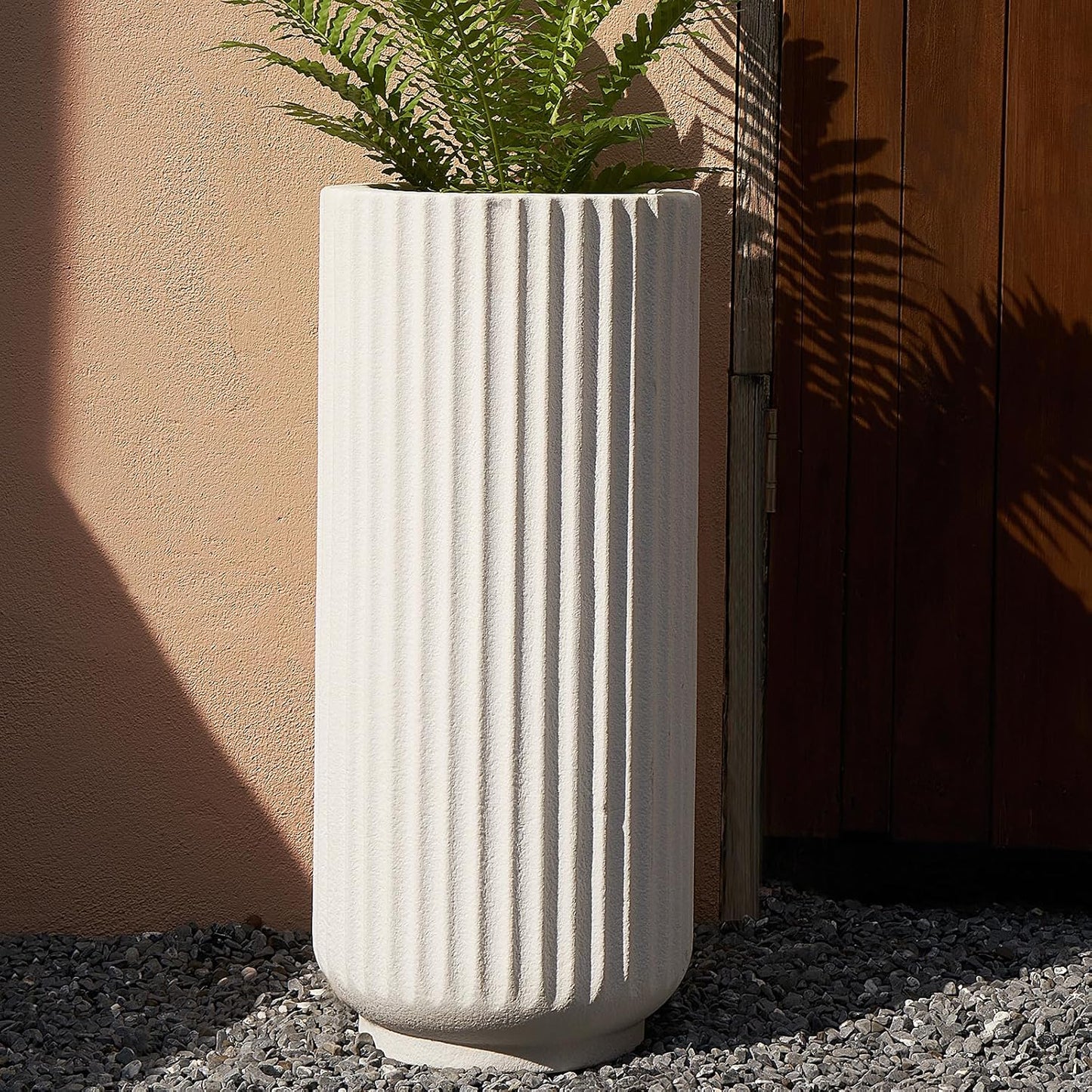 31.5 Inch Tall Roman Column Concrete Planter（14.2Dx31.5H，36 Pounds）,Durable All-Weather Use with Drainage Holes,Large Tall Round Planter for Outdoor Indoor Plants