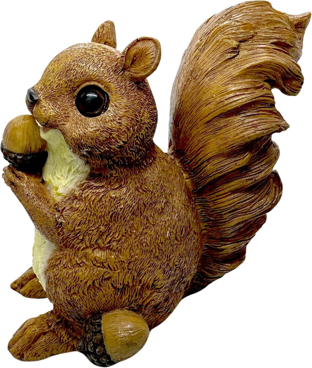 Brown Squirrel Statue with Acorn – Hand-Painted Polyresin Garden Figurine for Lawn, Patio & Planters – Rustic Outdoor Animal Décor