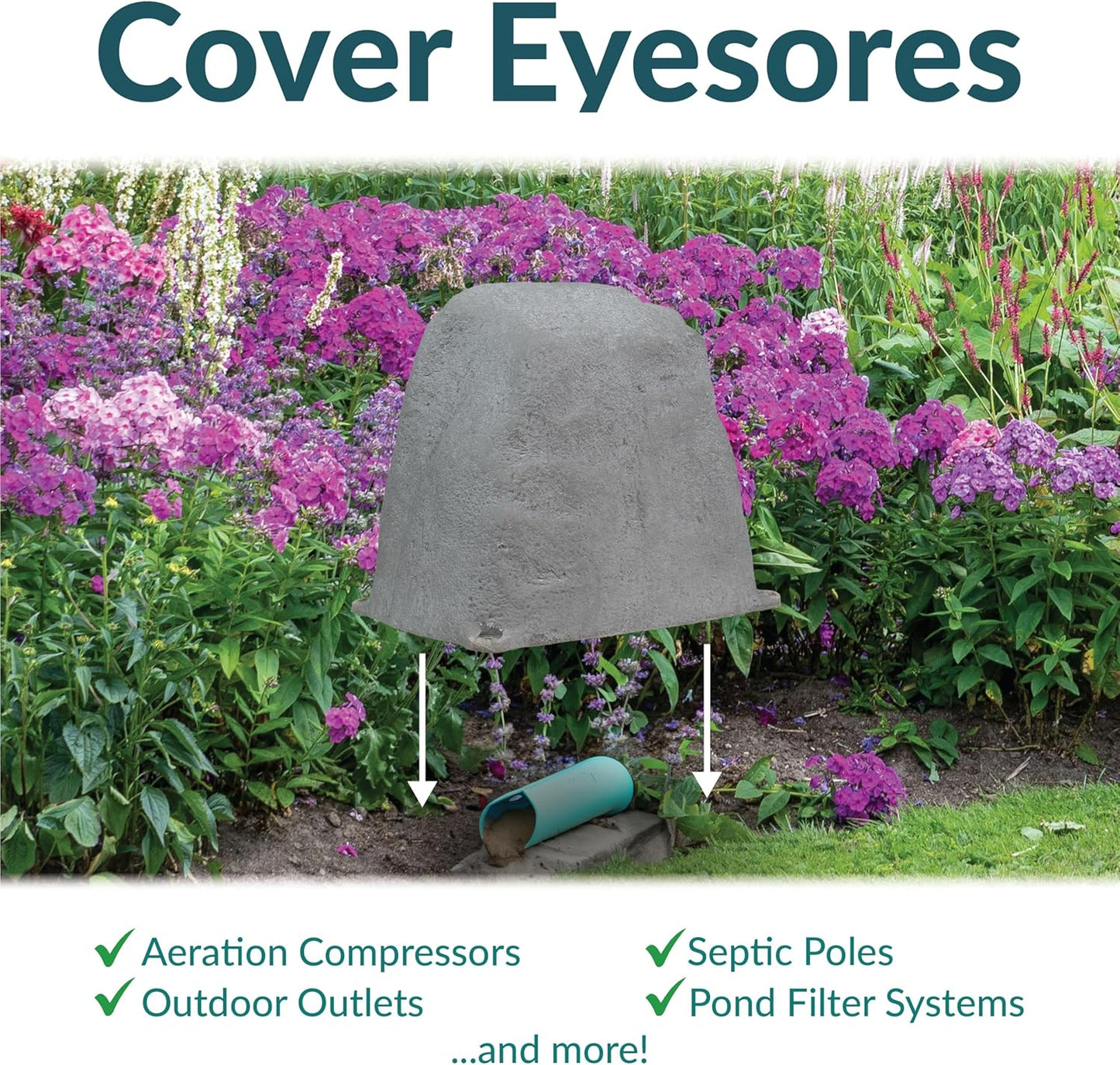 Sunnydaze 11" H Polyresin Faux Landscape Rock Cover - Lightweight Fake Rock Well Pump Cover for Outside - Gray - 2-Pack