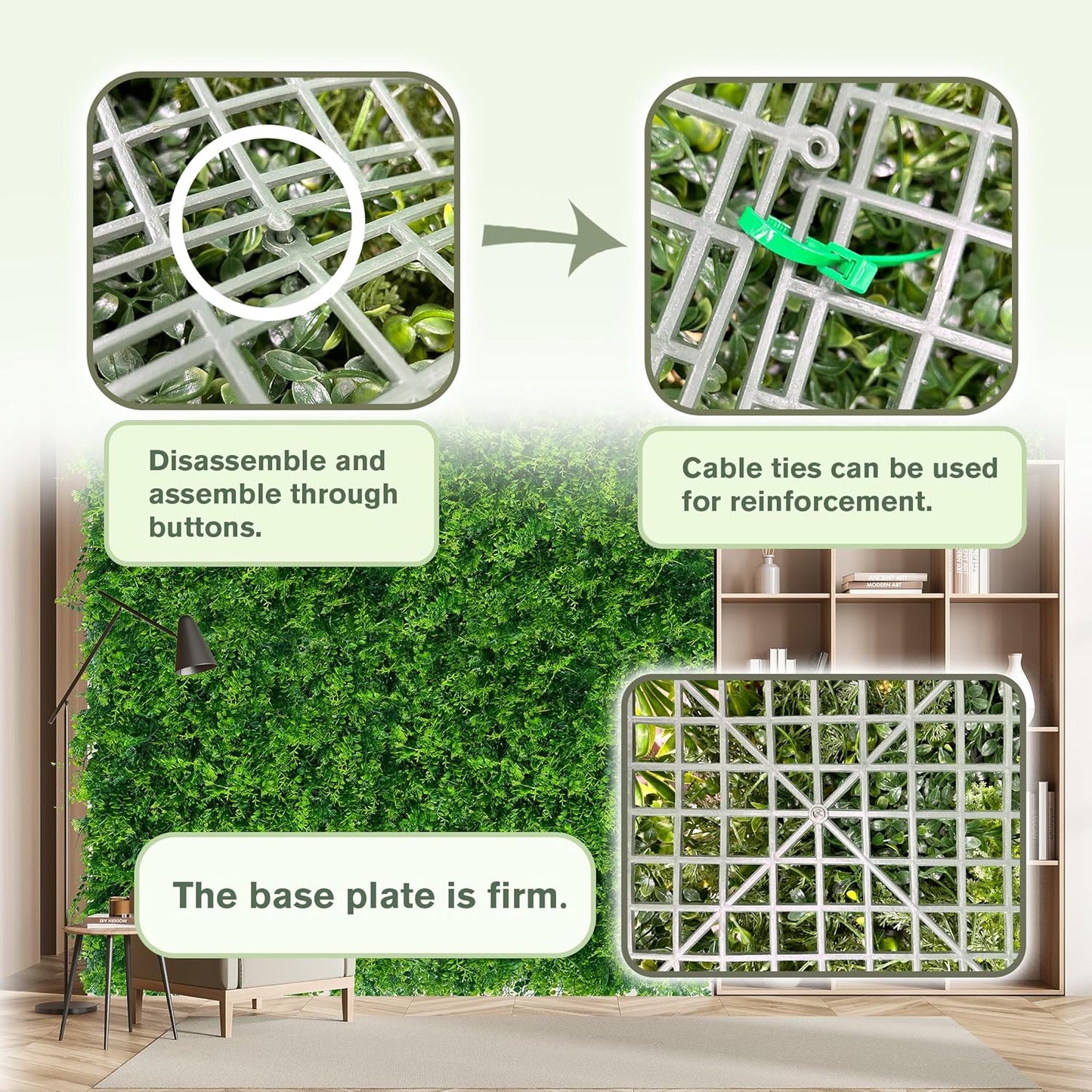 Greenery Faux Grass Wall Backdrop 40"x120"（33.5 SQFT） UV-Anti Artificial Green Boxwood Panel for Patio Balcony Privacy & Ivy Fence Covering Privacy, Garden, Backyard Wall Backdrop Decor