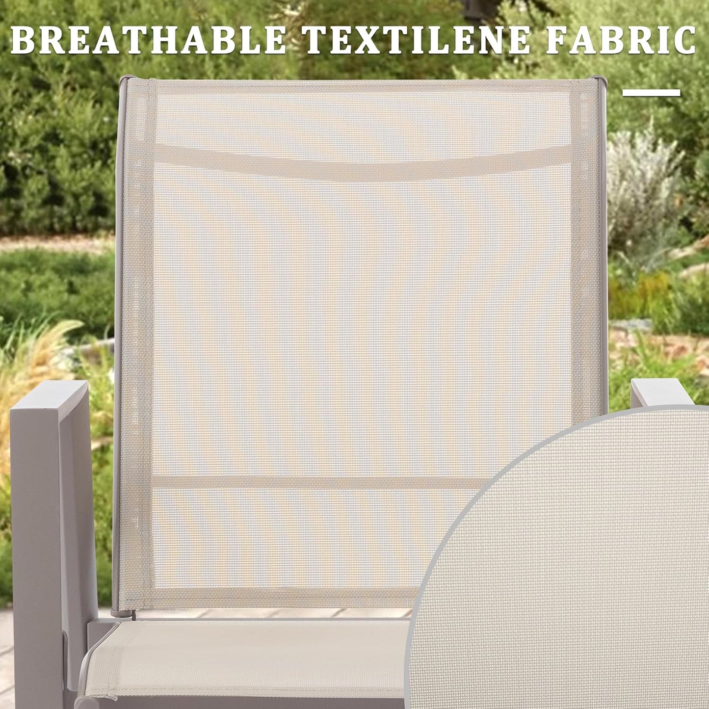 Outdoor Patio Chairs Set of 6, Ivory Beige Stackable Outdoor Chairs, Lightweight Patio Set with High Back, Metal Dining Chair for Lawn, Garden, Yard and Deck