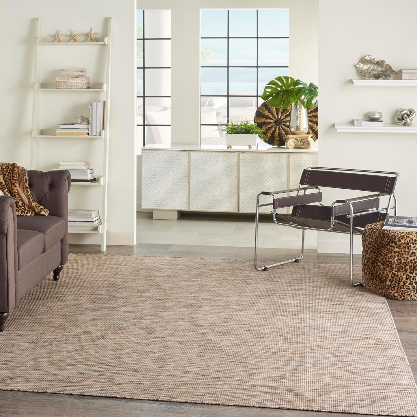 Nourison Positano Indoor-Outdoor Beige 9' x 12' Area Rug, Easy Cleaning, Non Shedding, Bed Room, Living Room, Dining Room, Backyard, Deck, Patio (9x12)