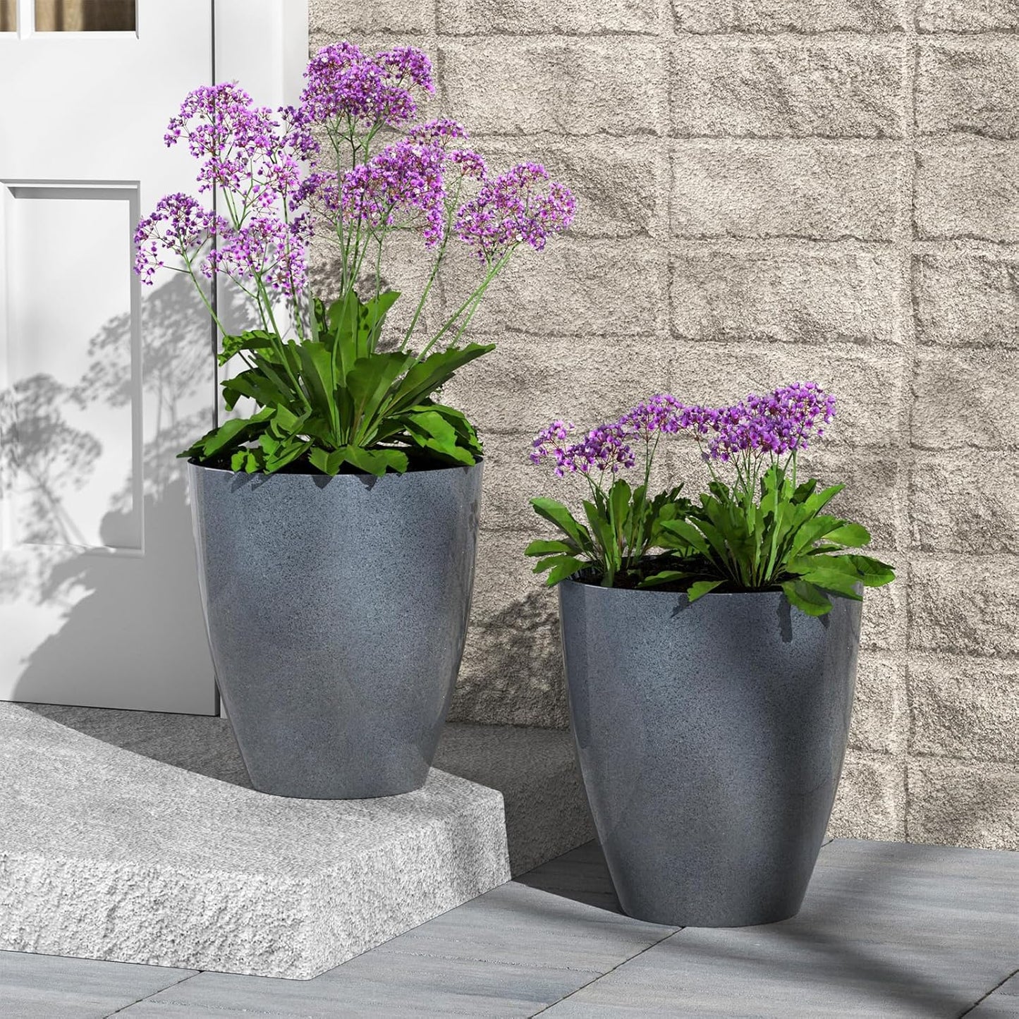 QCQHDU 10 inch Tall Planters for Indoor & Outdoor Plants, 2 Pack Sturdy Plant-Flower-Tree Pots for Front Porch Patio Deck Living Room Decor