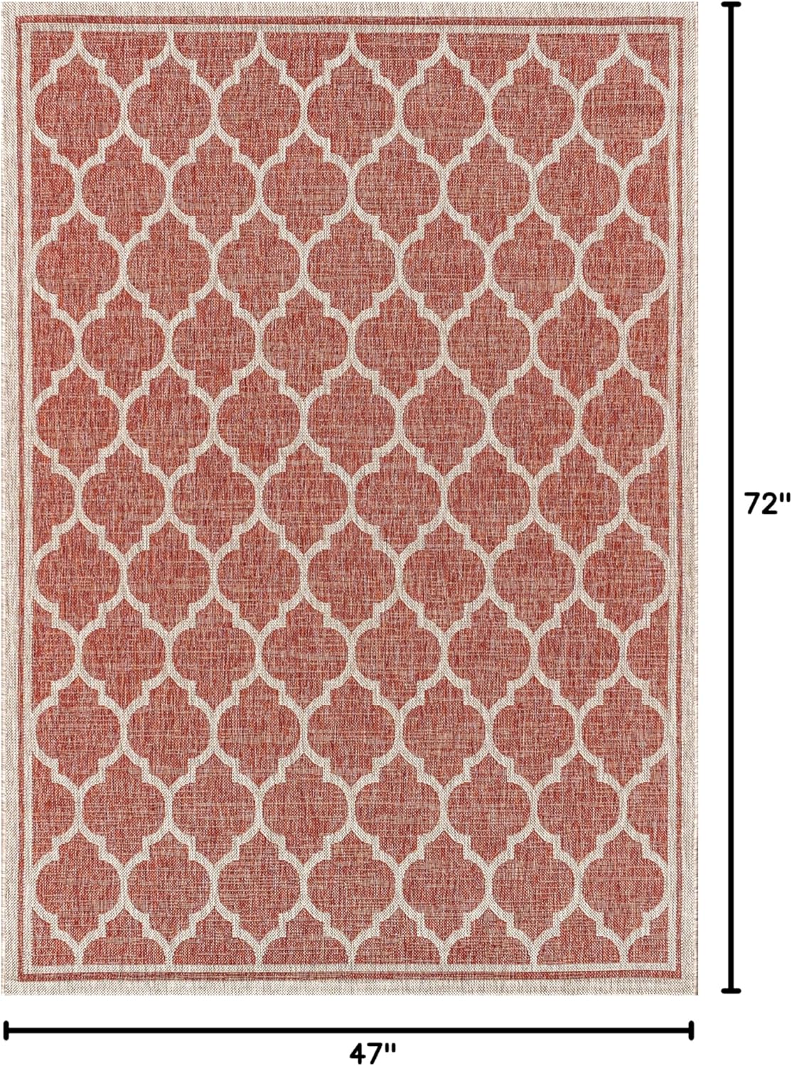 Eyely BMS109C-4 Santa Monica Trebol Moroccan Trellis Textured Weave Indoor/Outdoor Area Rug Coastal;Bohemian, Bedroom, Backyard, Patio, Easy-Cleaning, Non-Shedding, 4 X 6, Red/Beige