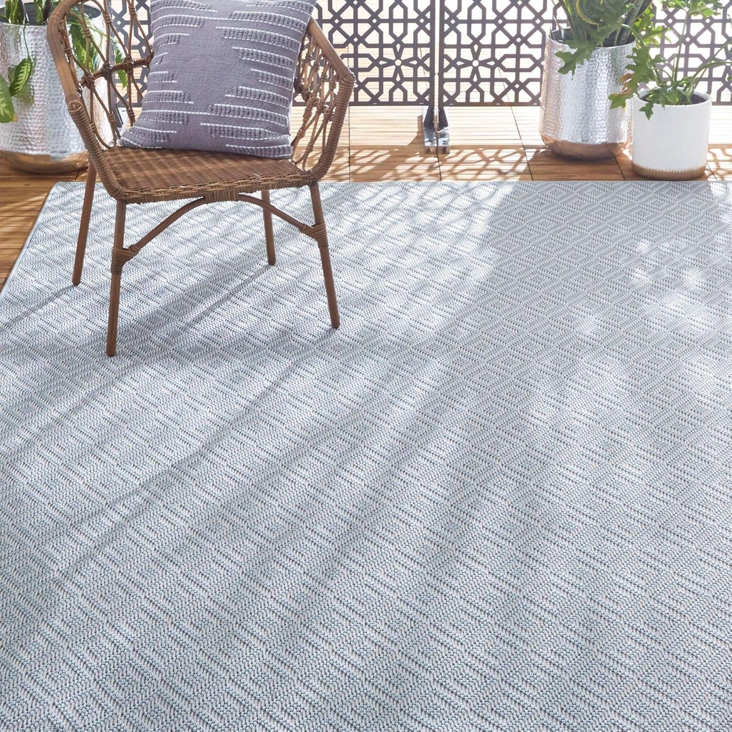 Home Dynamix Tripoli Lydia Modern Indoor/Outdoor Area Rug, Blue/Cream, 3'7"x5'2" Rectangle