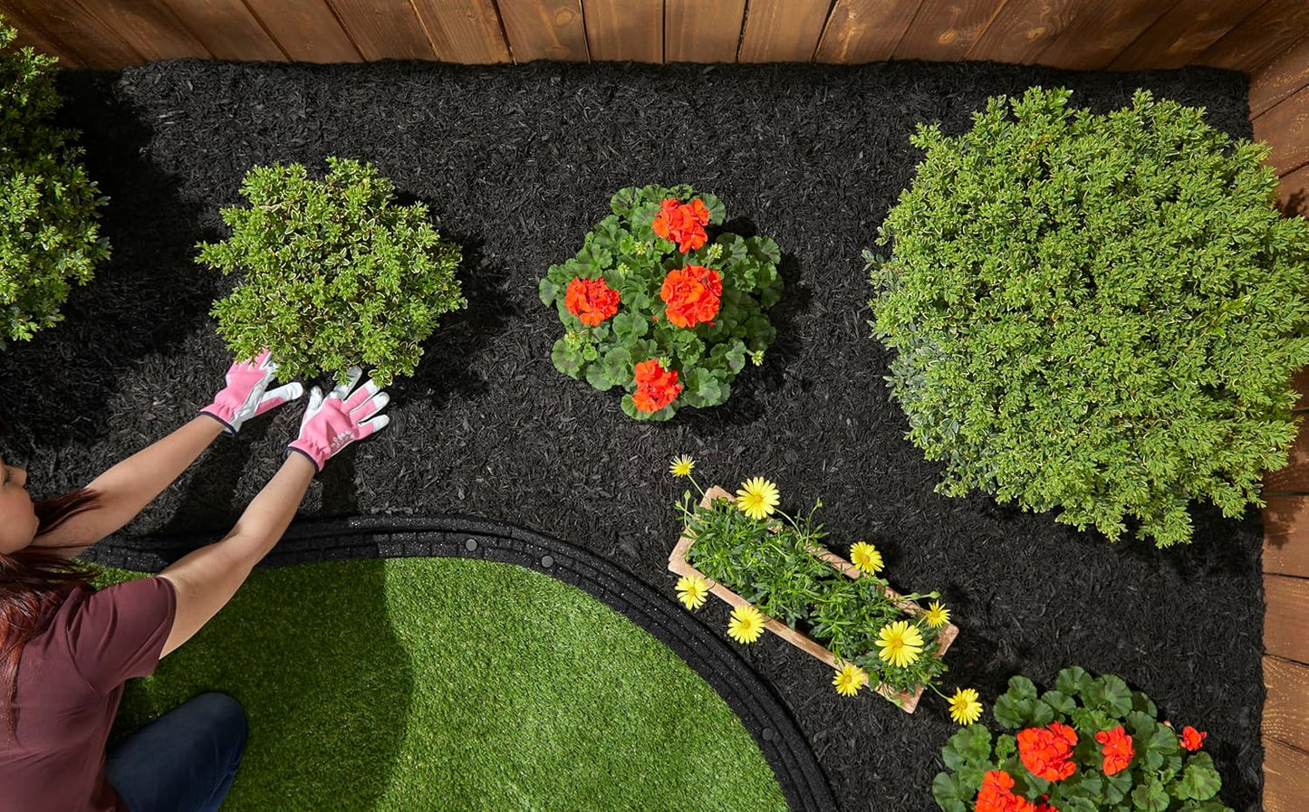 Rubberific Premium Shredded Rubber Mulch for Gardens, Lawns, and Landscaping | Long Lasting Color | Looks Like Natural Wood Mulch (37.5 CU. FT. - 675 LBS, Black)