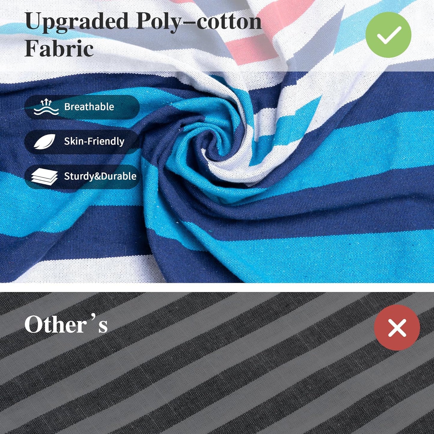 SUNCREAT Hammocks for Outside, Portable Heavy Duty Tree Hammock, Ocean Stripes