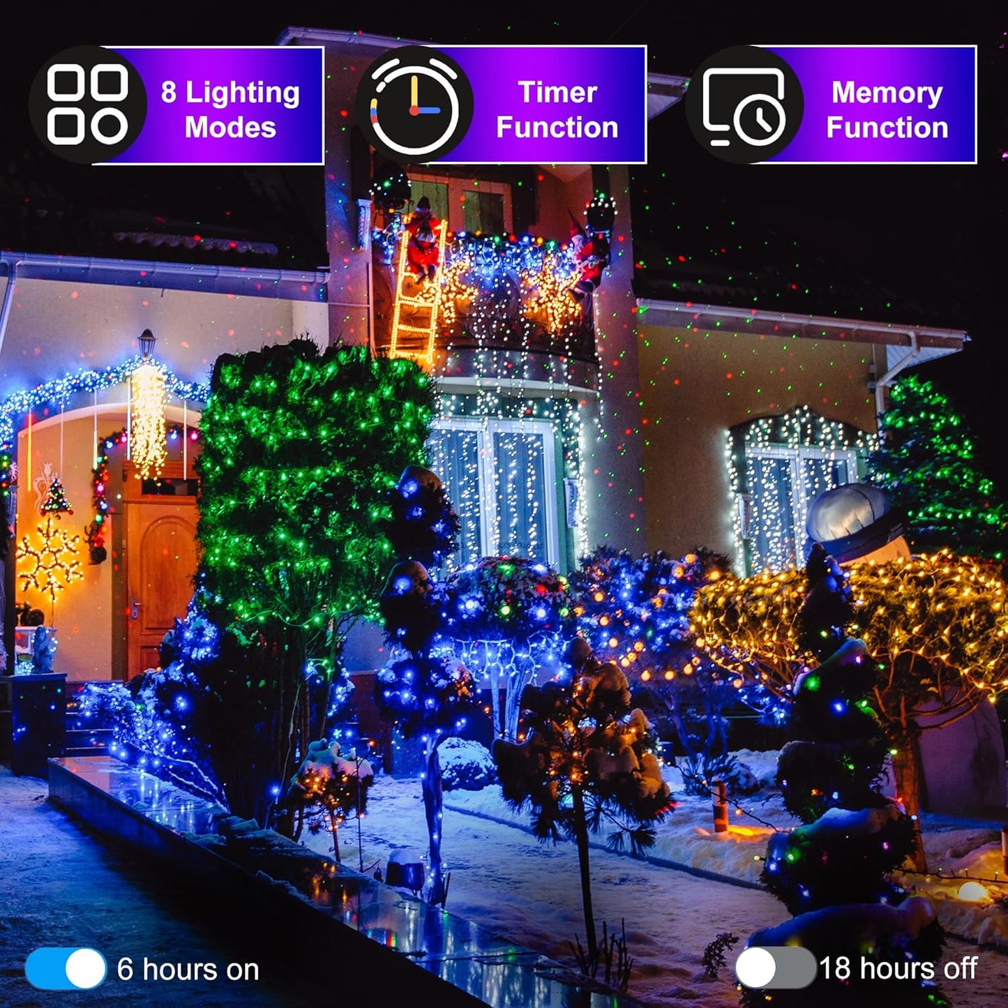 1500 LED Christmas Lights Outdoor Use, 492ft 8 Lighting Modes Fairy Lights for Outside, Christmas Tree Lights Outdoor IP44 Waterproof for Xmas Patio Yard Fence Deck Balcony Garden Decor Blue