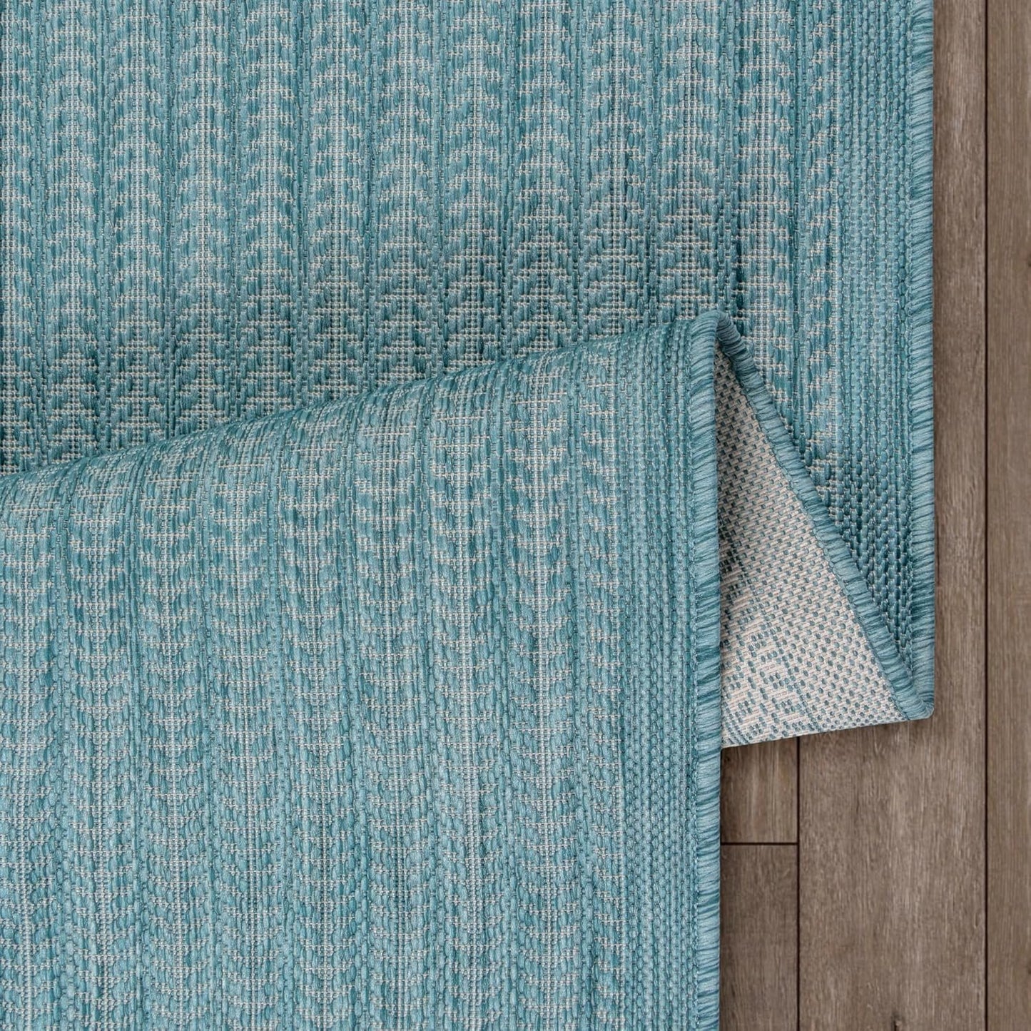 Adiva Rugs Outdoor Indoor Area Rug, Weather Resistant, Easy to Clean, Stain Resistant Floor Mat for Dining Room, Backyard, Deck, Patio (Aqua Weiss, 2'6" x 7')