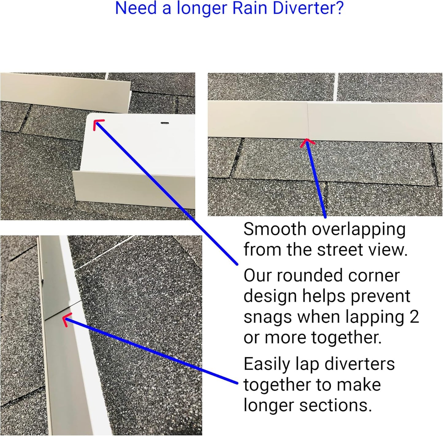 EAGLE 1- Shingle Roof Rain Diverter 40 Inches Long- 26 Gauge Material- Easy to Install- Includes Stainless Steel Nails (4, Charcoal Grey)