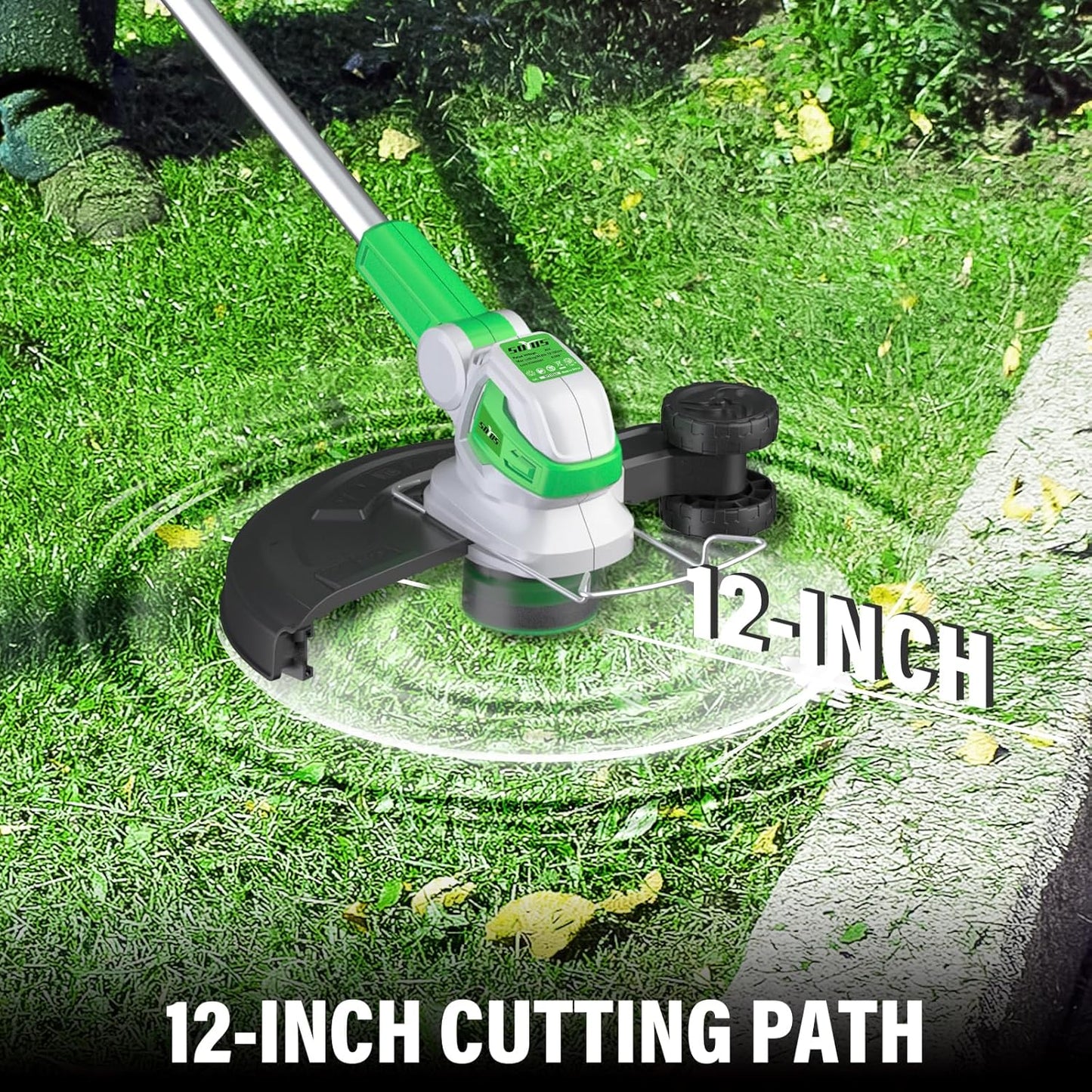 SOYUS Weed Wacker 12 Inch String Trimmer Cordless 20v Electric Weed Wacker, 2 Pcs 2.0Ah Battery Powered Weed Trimmer/Edger, Lightweight Grass Trimmer with 8 Pcs Replacement Spool Trimmer Lines