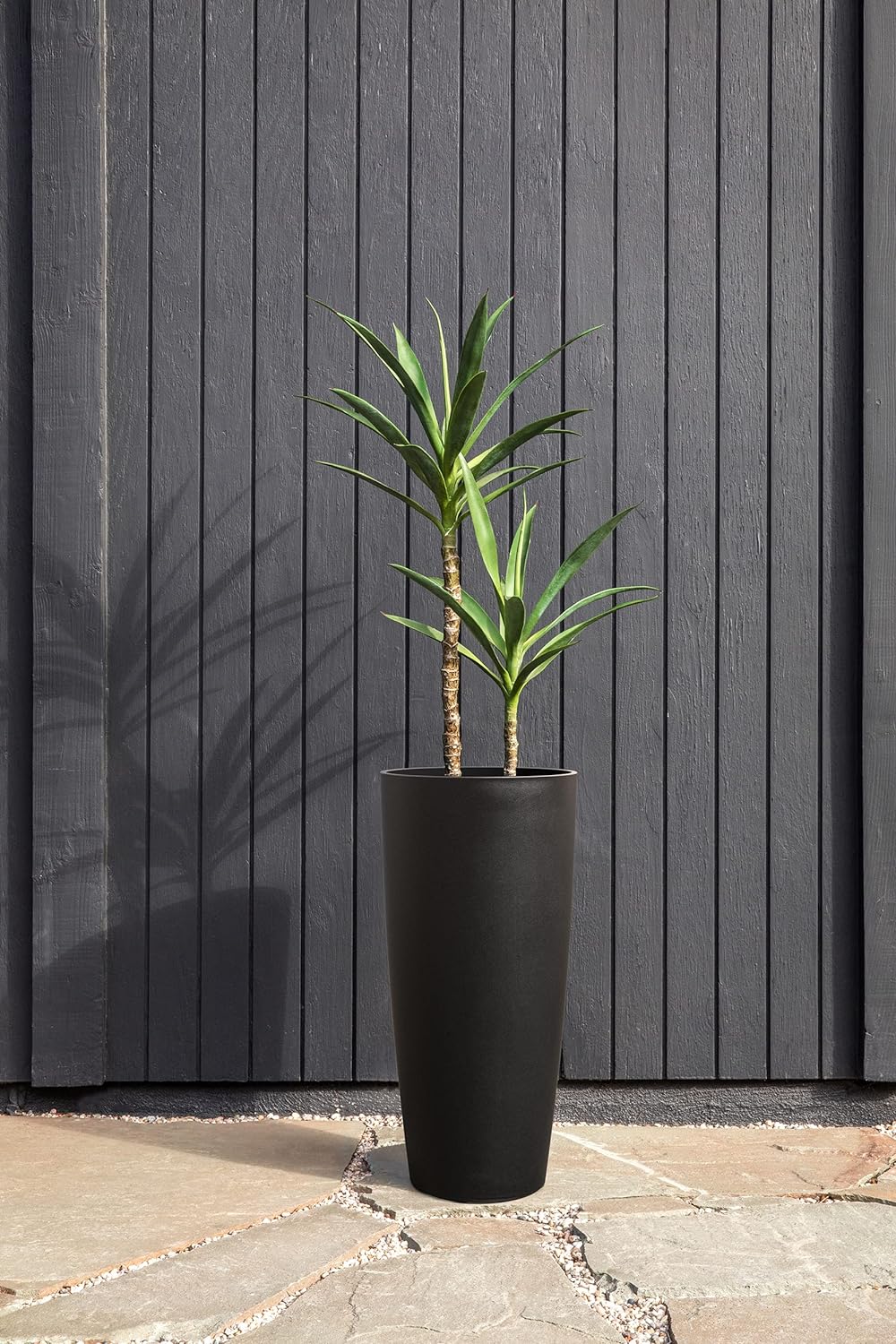 Veradek Mason Series Vega Planter - Round Tall Planter for Indoor or Outdoor Porch/Patio | Made from Plastic-Stone Composite with Drainage Holes | Modern Décor for, Flowers, Interior Plants