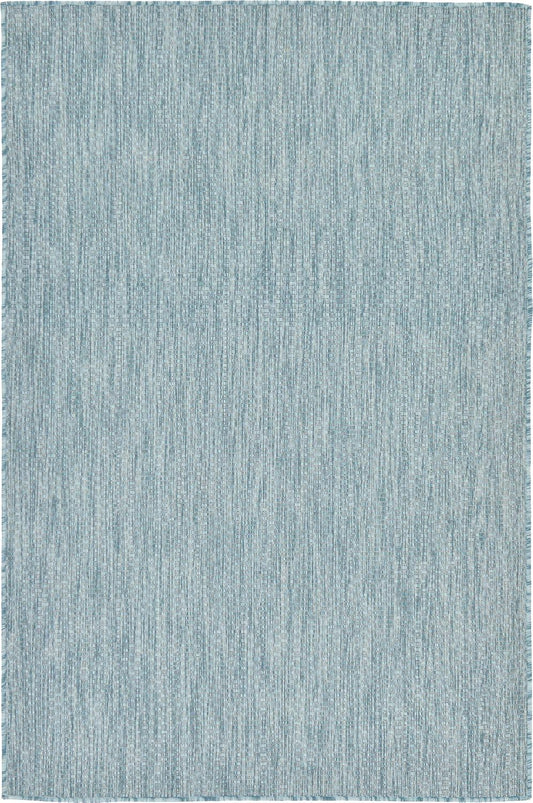 Unique Loom Collection Casual Transitional Solid Heathered Indoor/Outdoor Flatweave Area Rug (4' 1" x 6' 1" Rectangle, Aquamarine/Ivory)