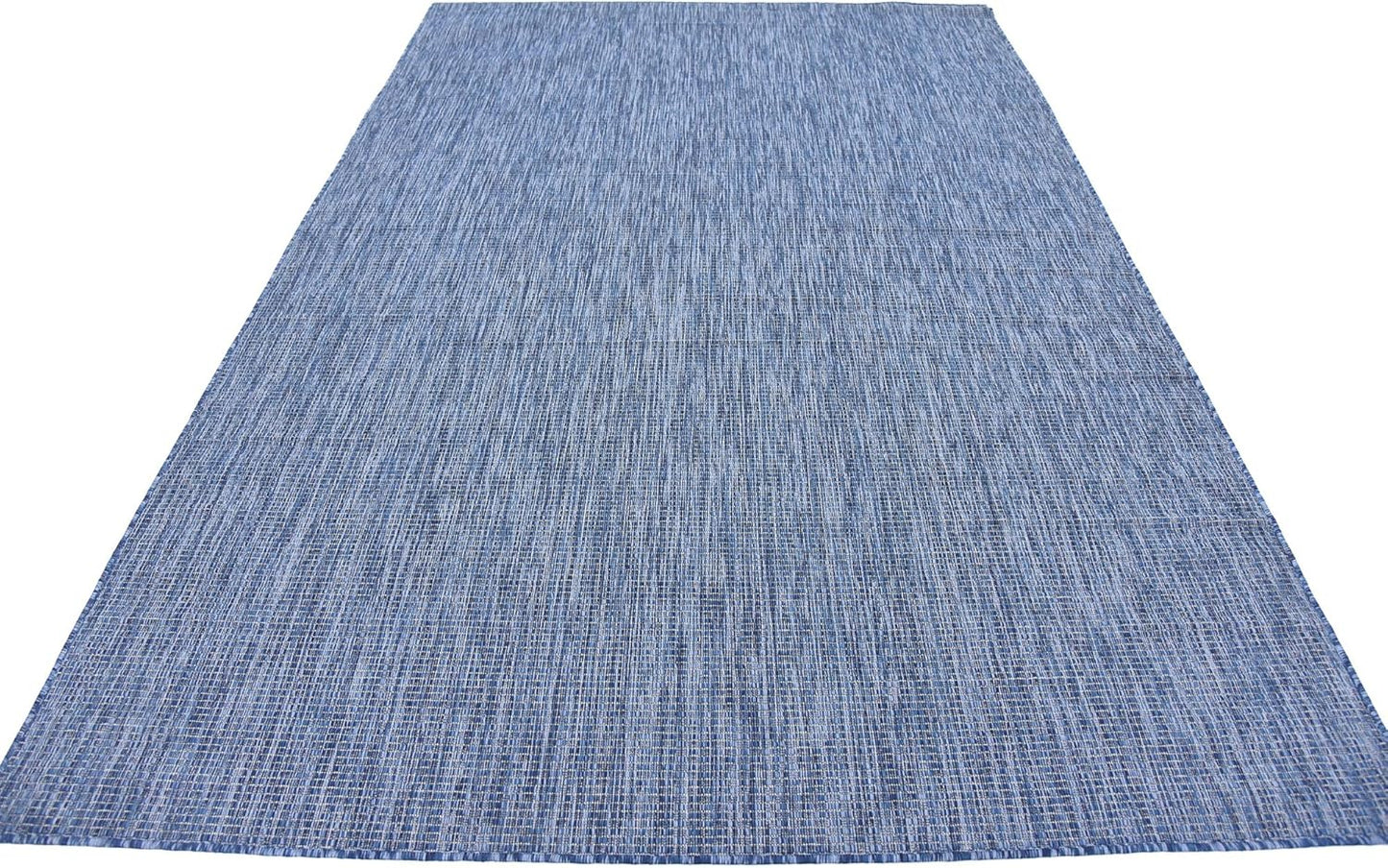 Unique Loom Collection Casual Transitional Solid Heathered Indoor/Outdoor Flatweave Area Rug (6' 1" x 9' Rectangle, Blue/Navy Blue)