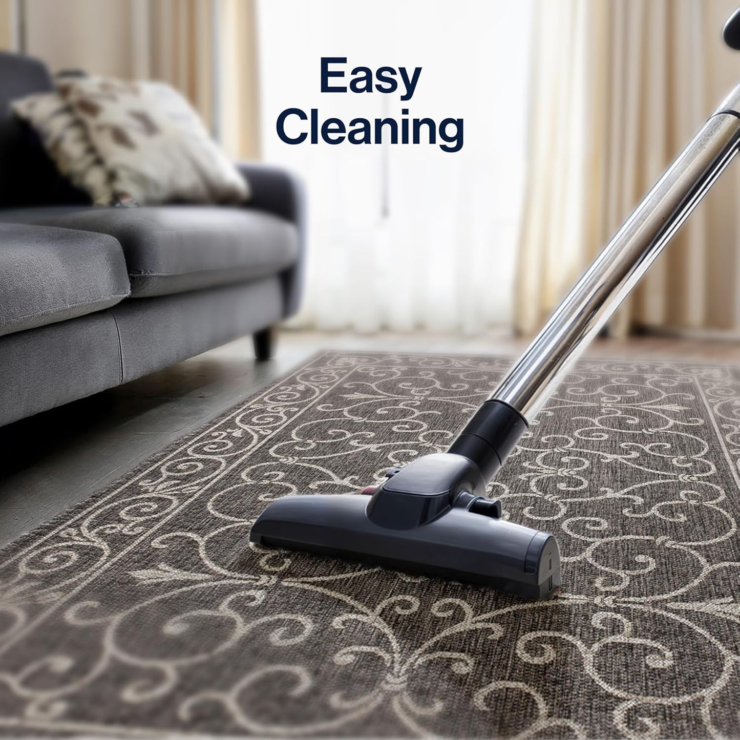 JONATHAN Y SMB106G-6 Charleston Vintage Filigree Textured Weave Black/Gray 6 ft. x 9 ft. Indoor/Outdoor Area Rug, Pet Friendly, Non-Shedding, Stain Resistant, Easy-Cleaning for Backyard, Patio, Porch