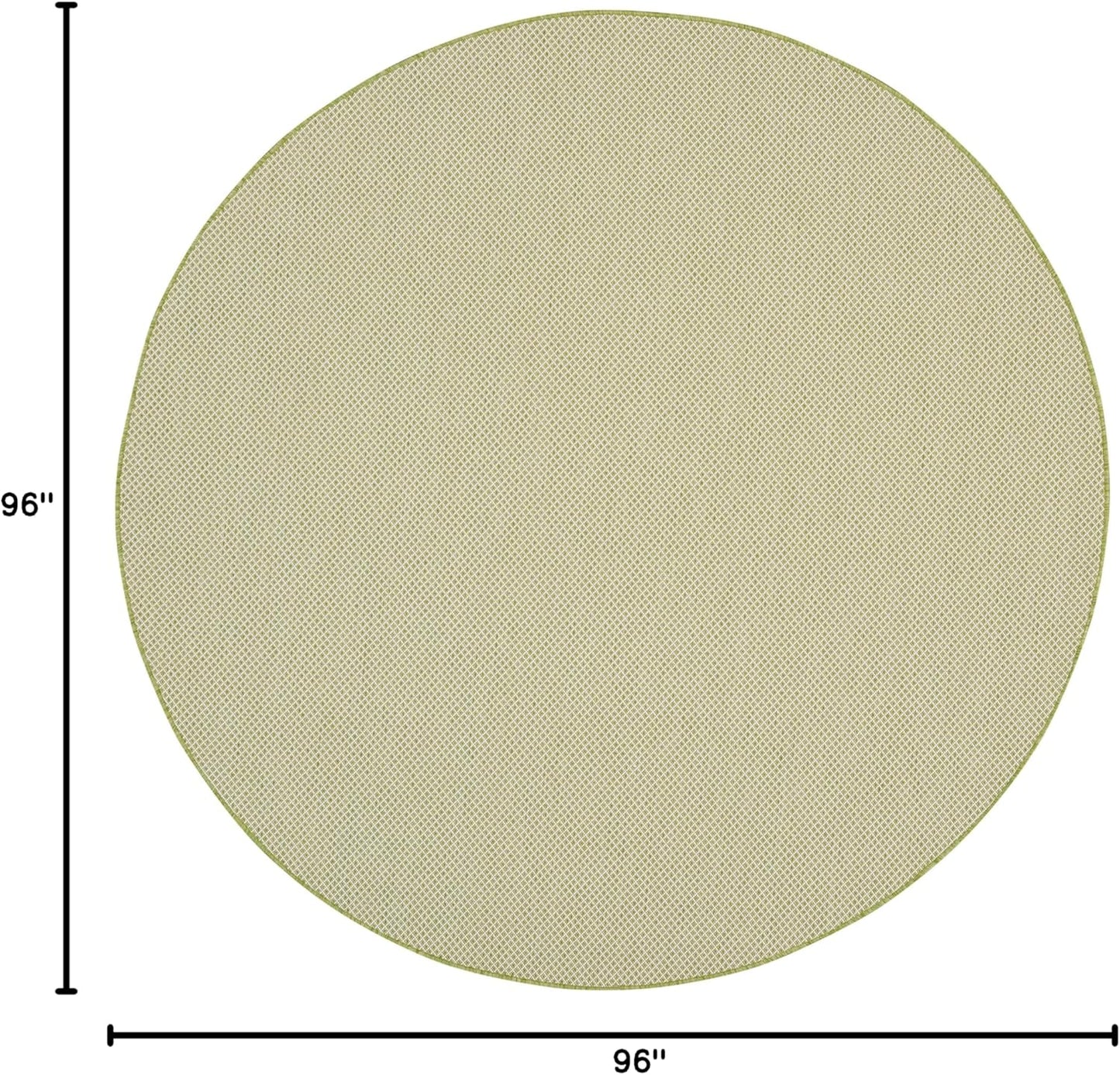 Nourison Home Courtyard Indoor/Outdoor Ivory Green 8' x Round Area Rug, Easy Cleaning, Non Shedding, Bed Room, Living Room, Dining Room, Backyard, Deck, Patio (8 Round)