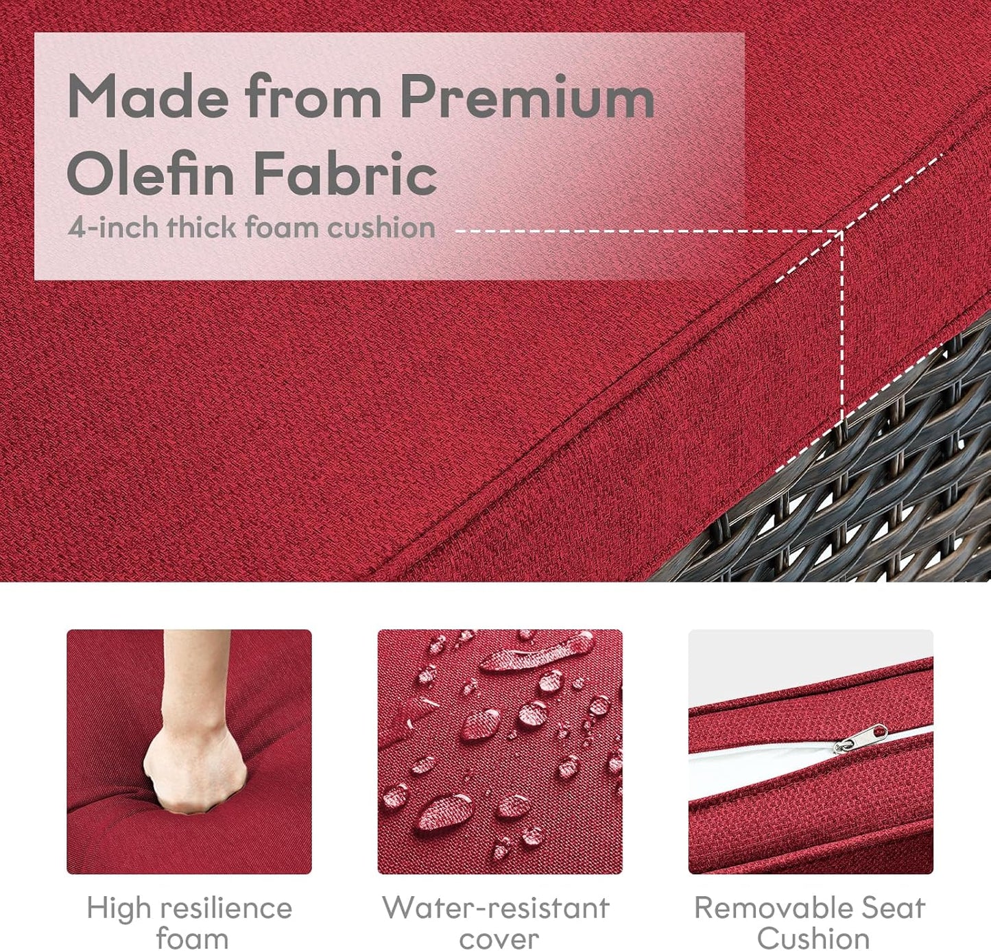 4 Pieces Patio Furniture Sets, Wicker Patio Swivel Glider Chair with Ottomans, Outdoor Furniture Set for Outside Porch, Deck, Balcony, Garden