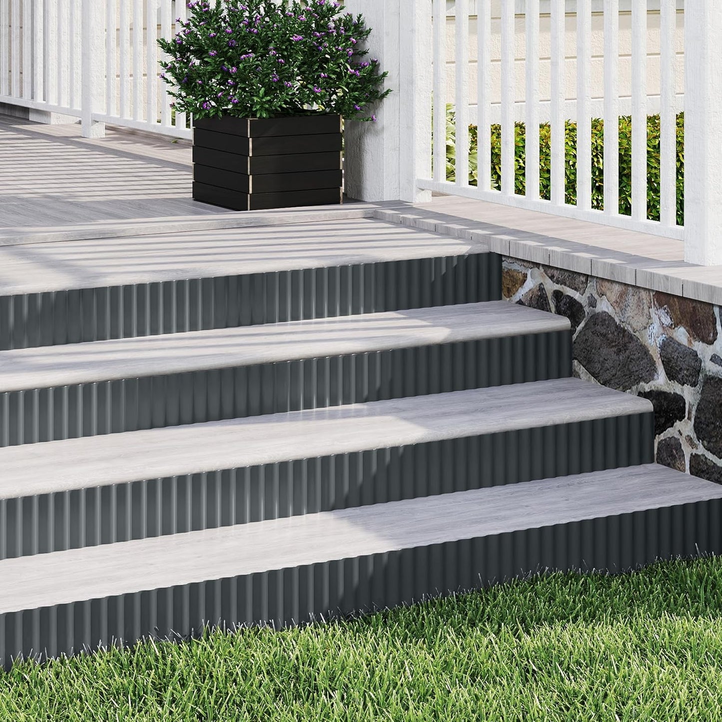 Metal Garden Edging Border, Corrugated Steel Landscaping, DIY for Lawn (Black, 8 Inch x 10FT)