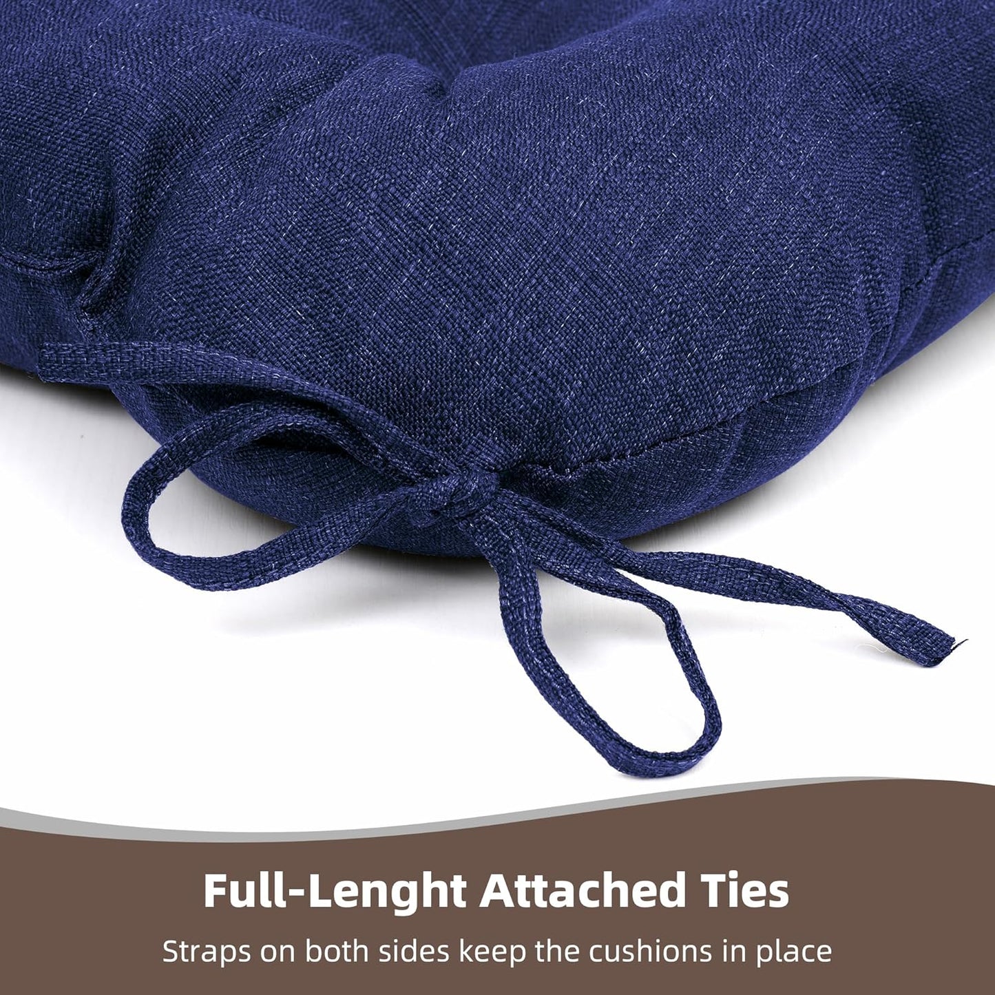 RACE LEAF 4 Pack 17x17 Patio Chair Cushions, Thickened Waterproof Cushions with Stain Resistant Cover and Non-Slip Ties (Navy)