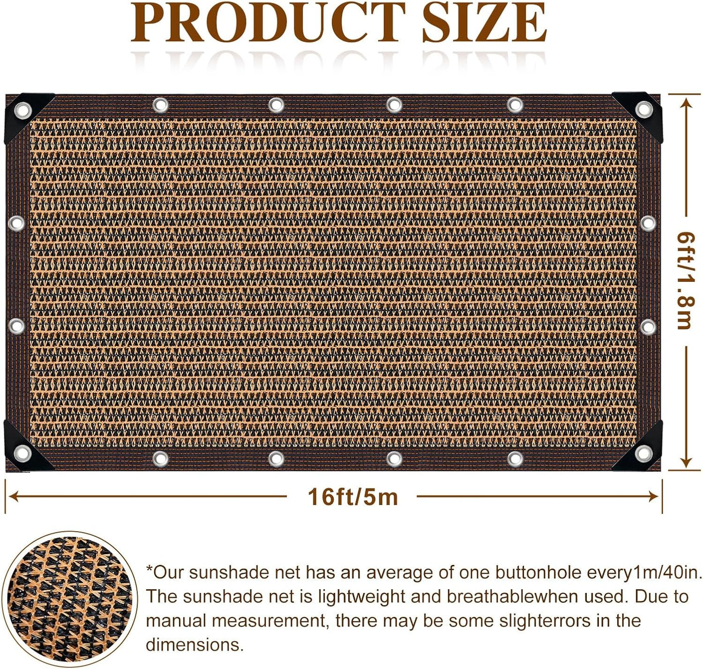 80% Sunblock Shade Cloth Net Resistant - 6x16Ft Garden Shade Mesh for Plant Cover, Greenhouse, Chicken Coop, Kennels, Tomatoes Plants