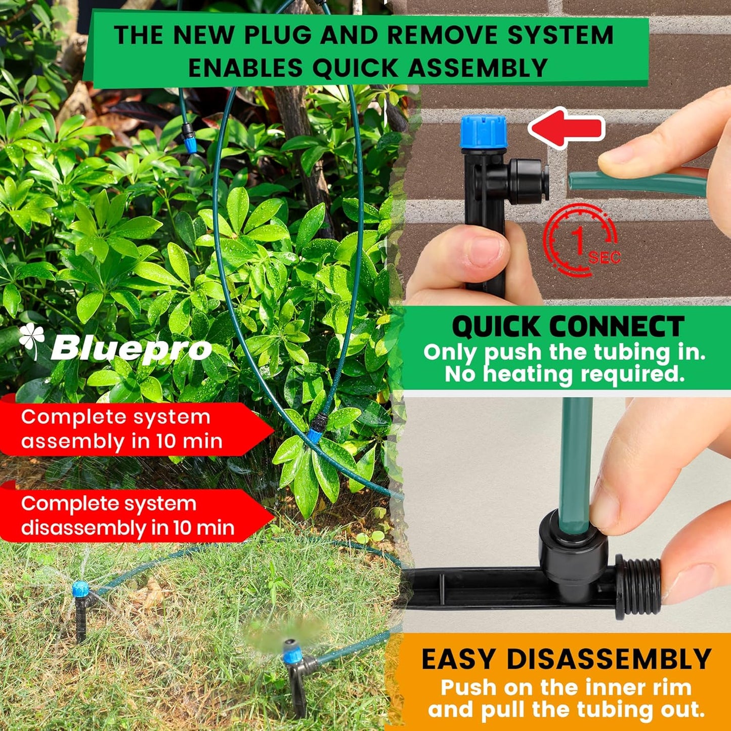230FT Drip Irrigation System, Quick-Connect Automatic Garden Watering Misting System for Greenhouse, Yard, Lawn with 1/2 inch Hose, 1/4 inch Distribution Tubing, Drip Emitters, Connectors