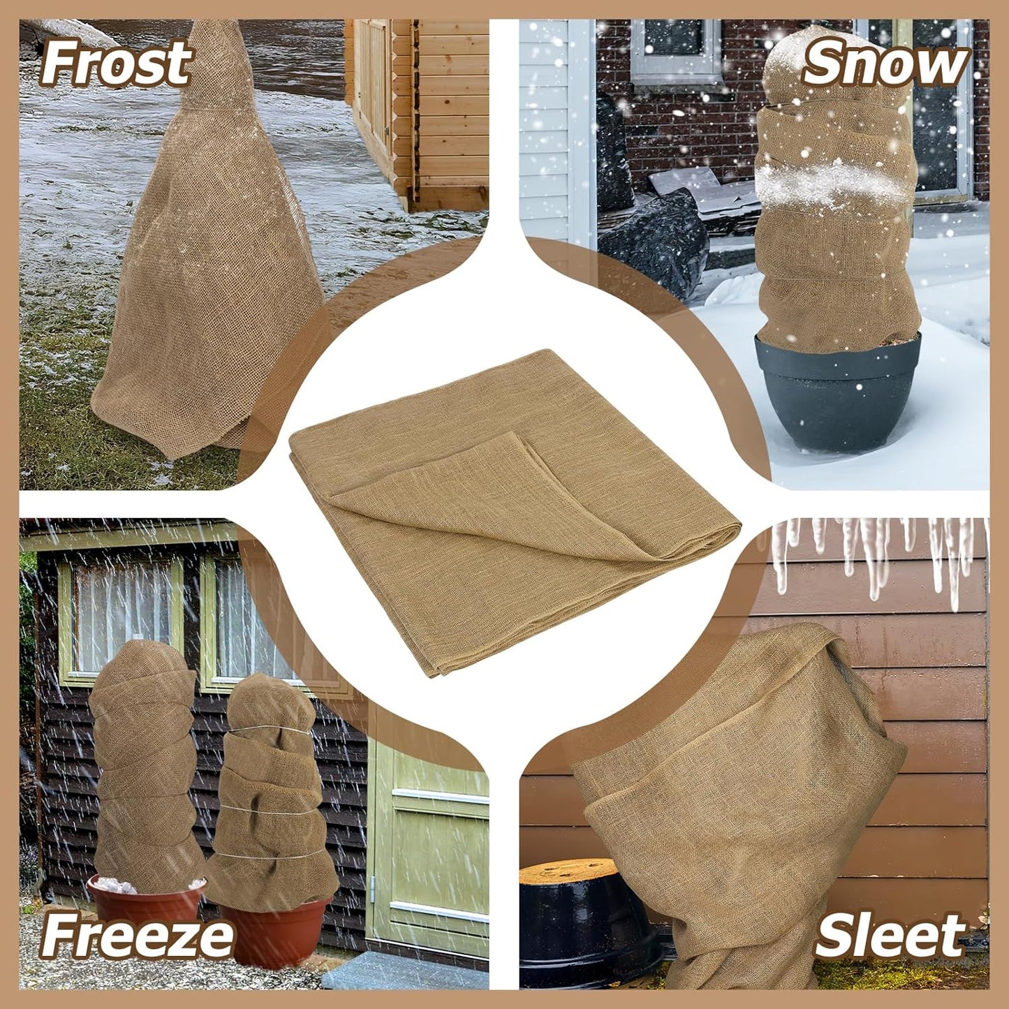 ANPHSIN 40ftx40in Natrual Burlap Plant Covers Freeze Protection - Winter Frost Plant Blankets, Frost Cloth Tree Wrap for Outdoor Bushes Trees Potted Plants Cold Weather