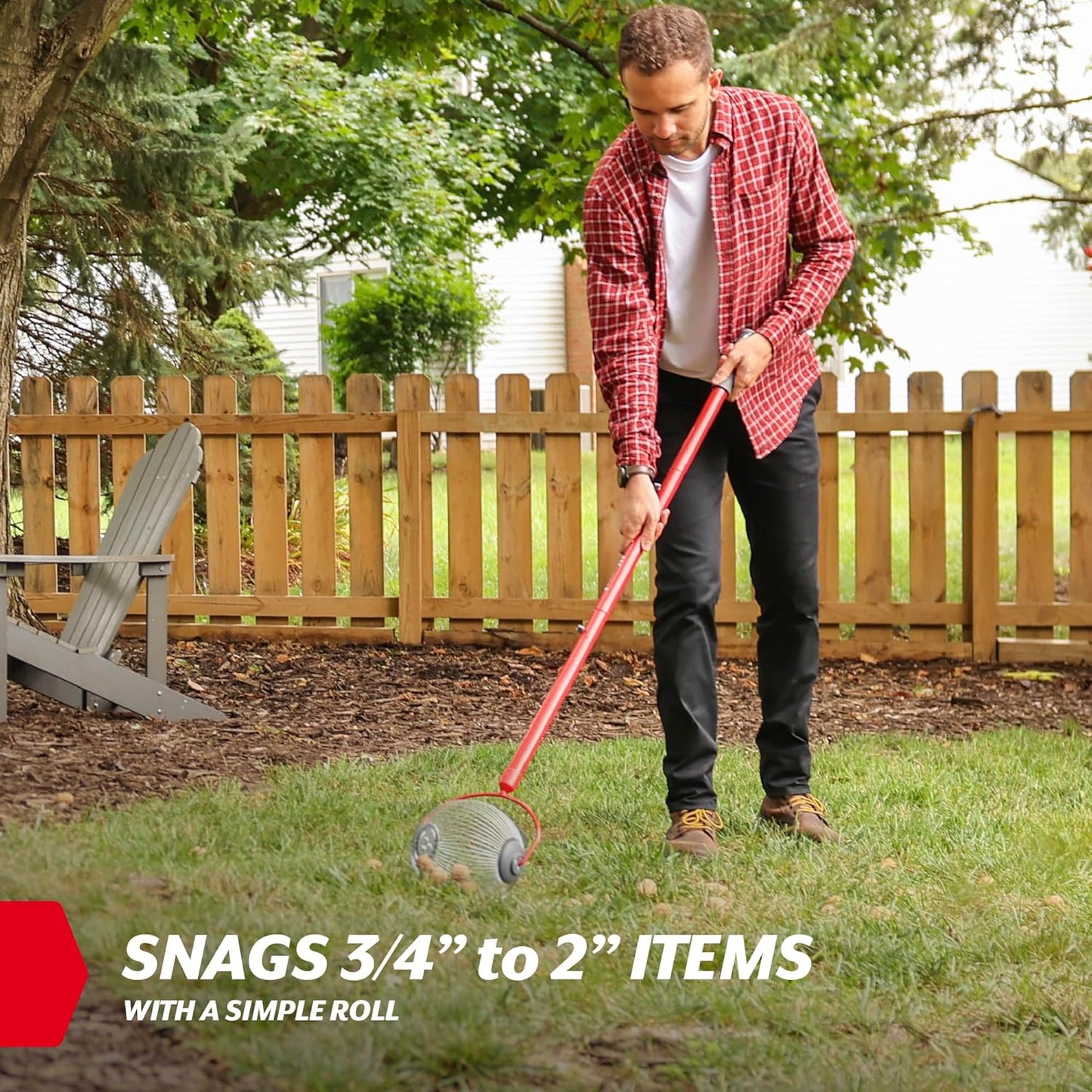 GARDEN WEASEL Medium Nut Gatherer Roller – Nut Collector Tool for Pecans, Hickory Nuts, Golf Balls and More – Yard Picker Upper with Durable Steel Cage and Ergonomic Handle - Newest Model