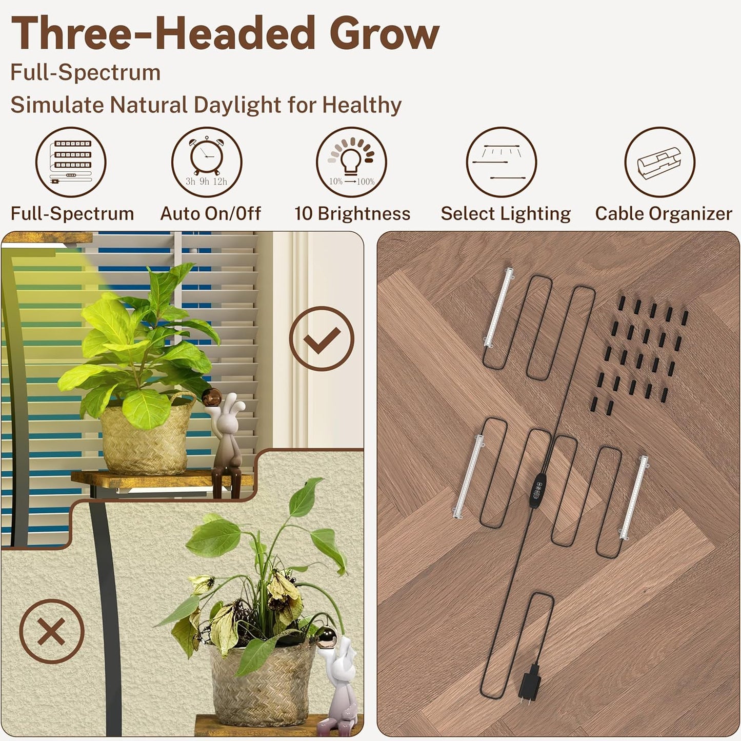 64" Tall 8 Tiered Plant Stand Indoor with Grow lights Large Tree Shape Decorative Rack Plant Pot Holder Gardening for Living Room Corner Black