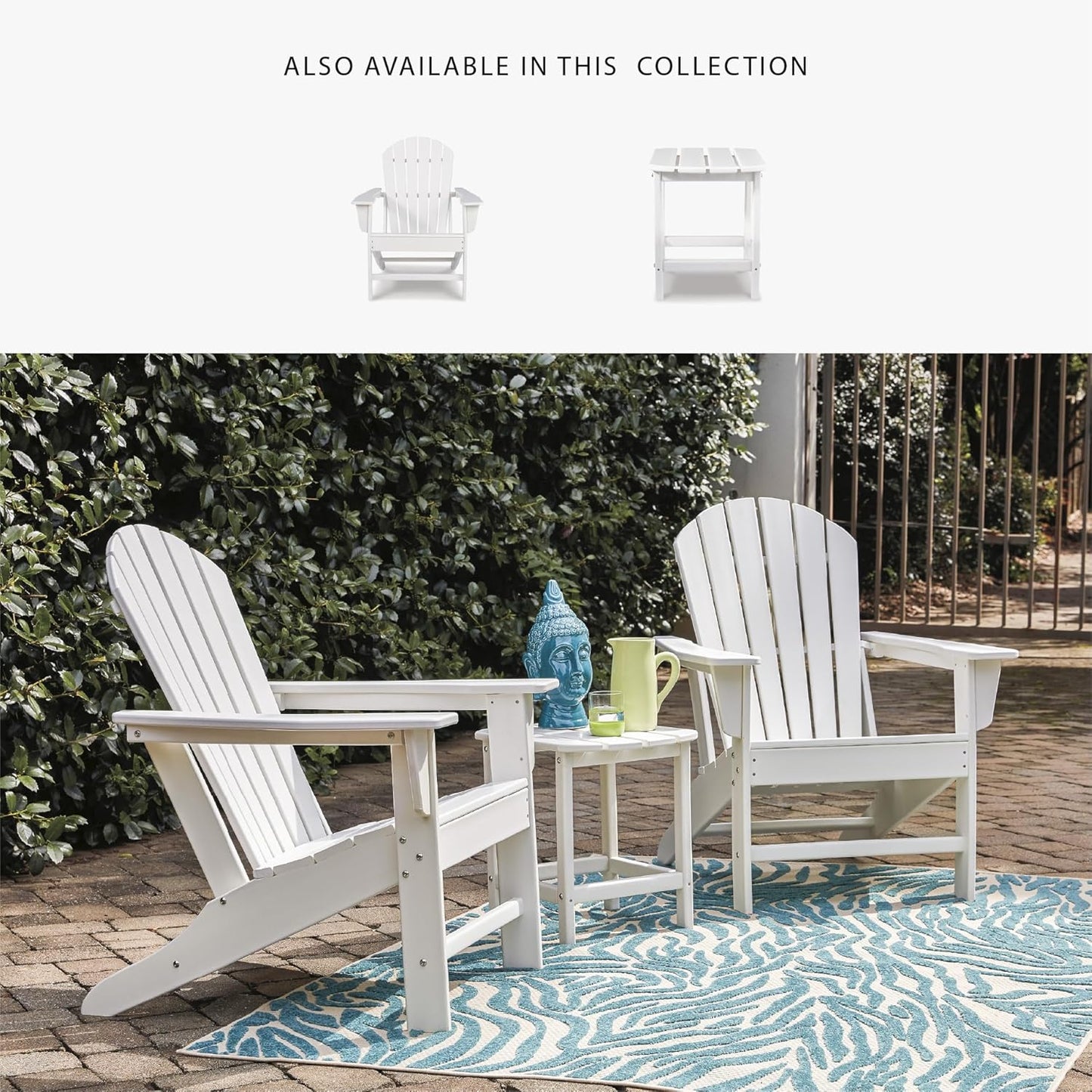 Signature Design by Ashley Sundown Treasure Outdoor Patio HDPE Weather Resistant Adirondack Chair, White