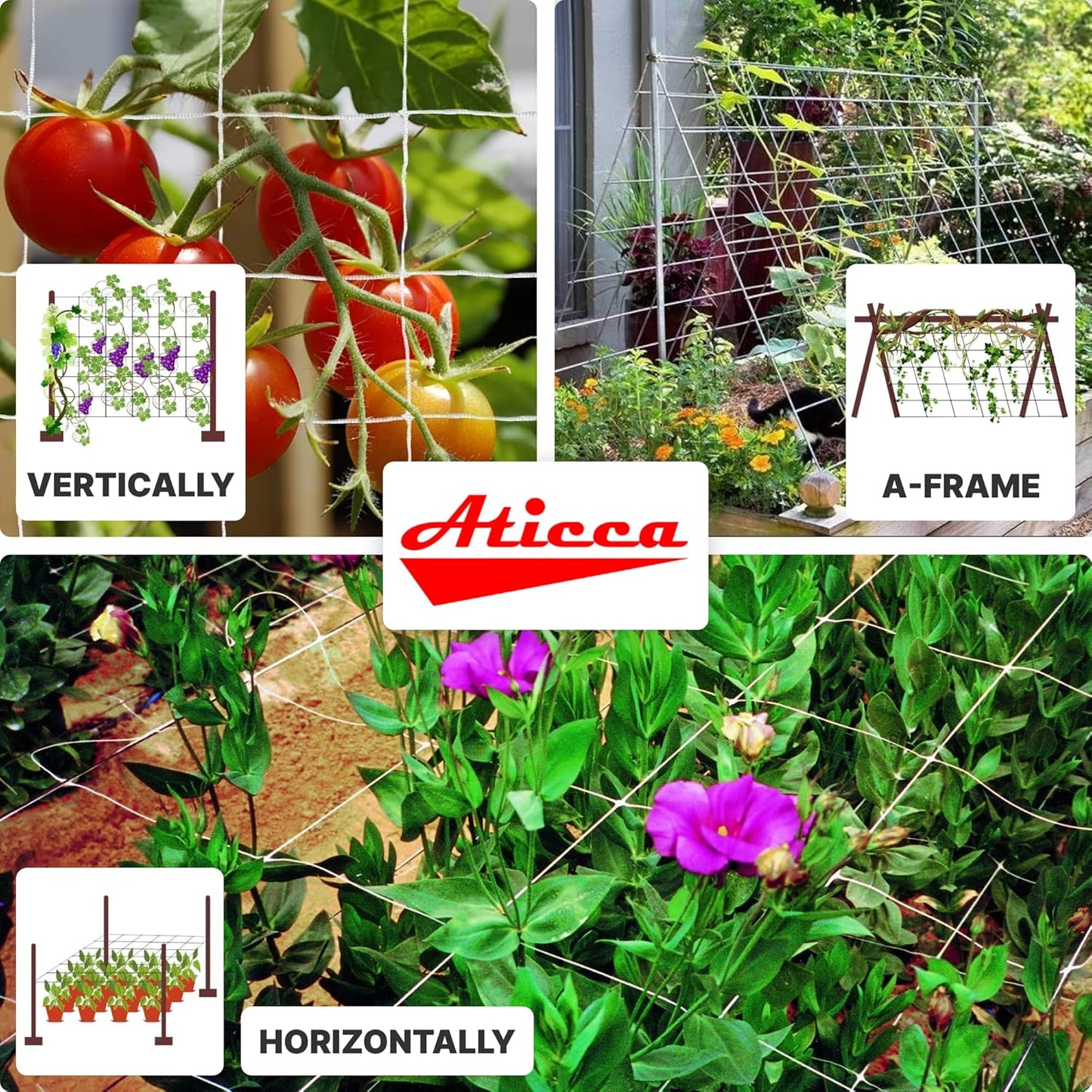 Plastic Trellis Netting 79" x 328 ft Heavy Duty Plant Support Netting White - 6 Inch Garden Trellis on Roll - Mesh for Growing Vine Climbing Plants, Flowers, Peas, and Cucumber