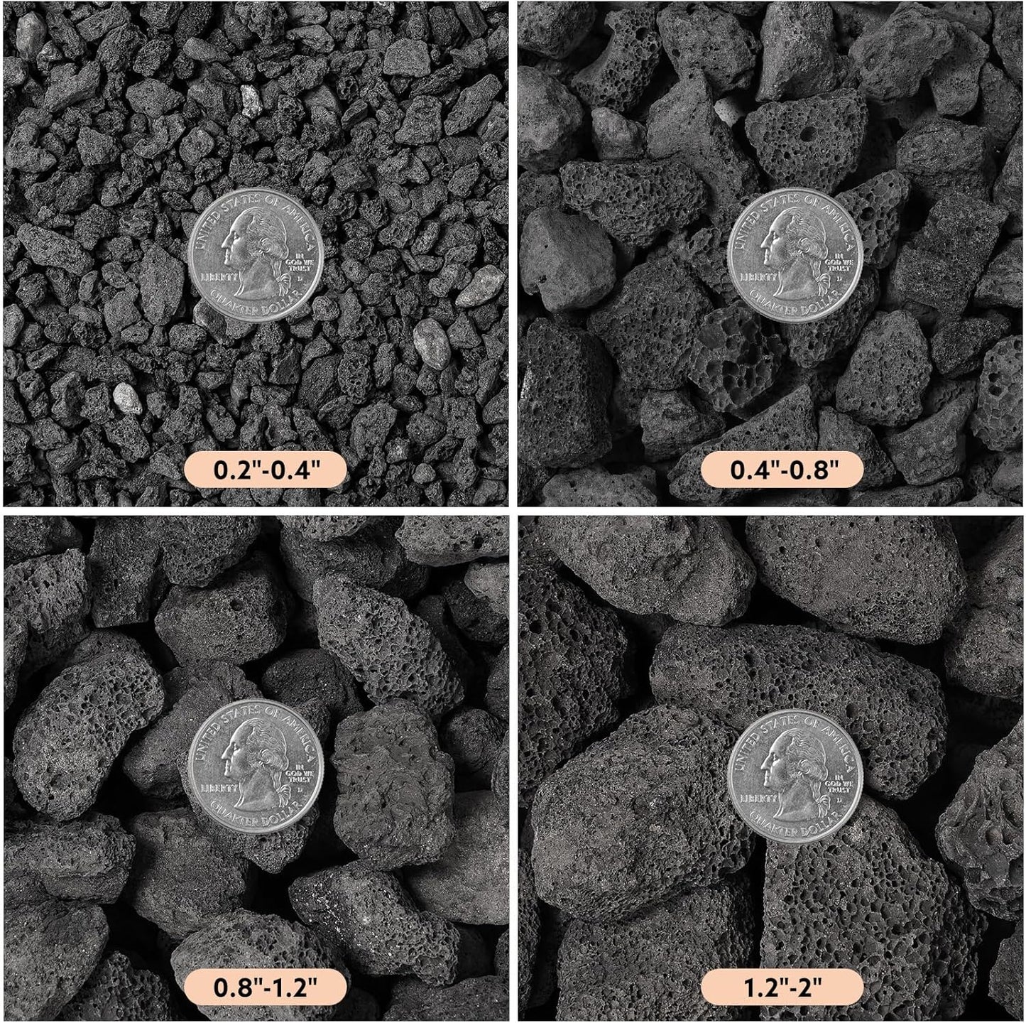 woodUS 10 lb 1.2-2 Inch Medium Black Lava Rocks for Fire Pits, Indoor Fireplaces, Outdoor Gas Fire Tables, Garden Landscaping Decoration