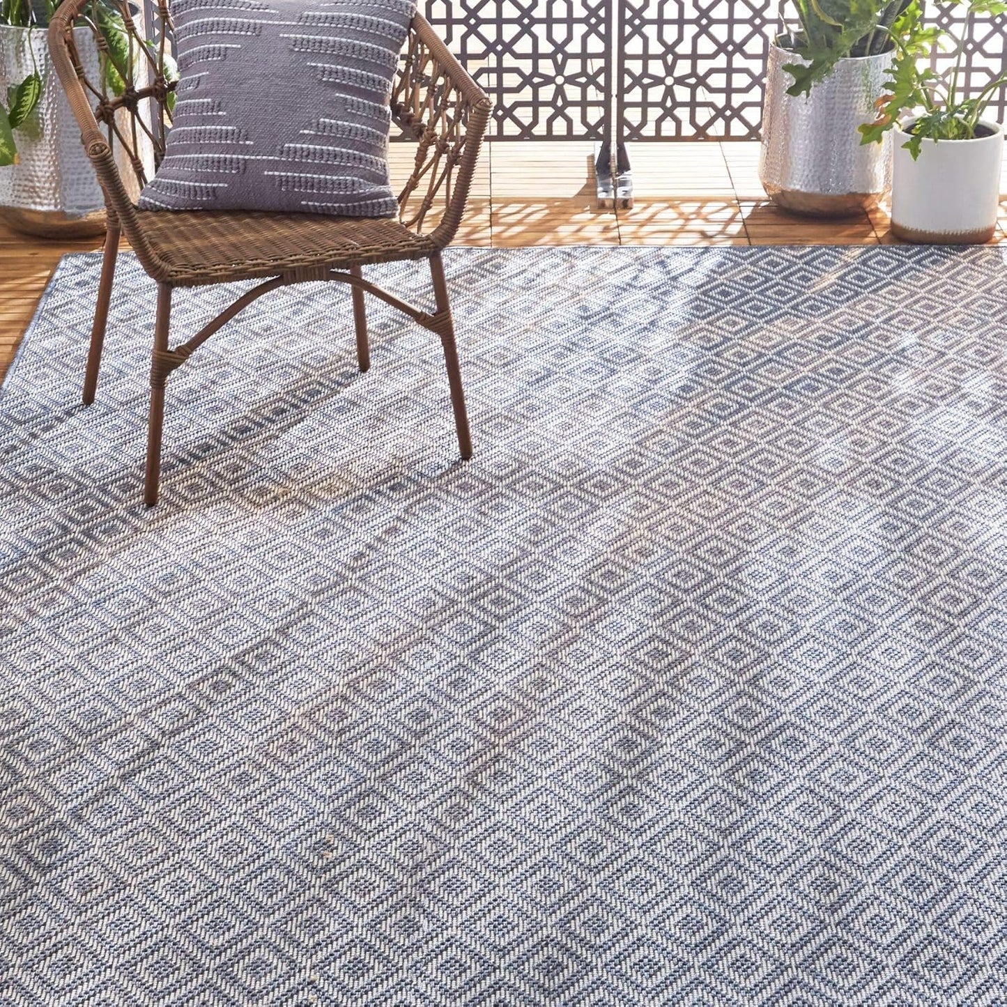 Home Dynamix Tripoli Lydia Modern Indoor/Outdoor Area Rug, Denim/Cream, 3'7"x5'2" Rectangle