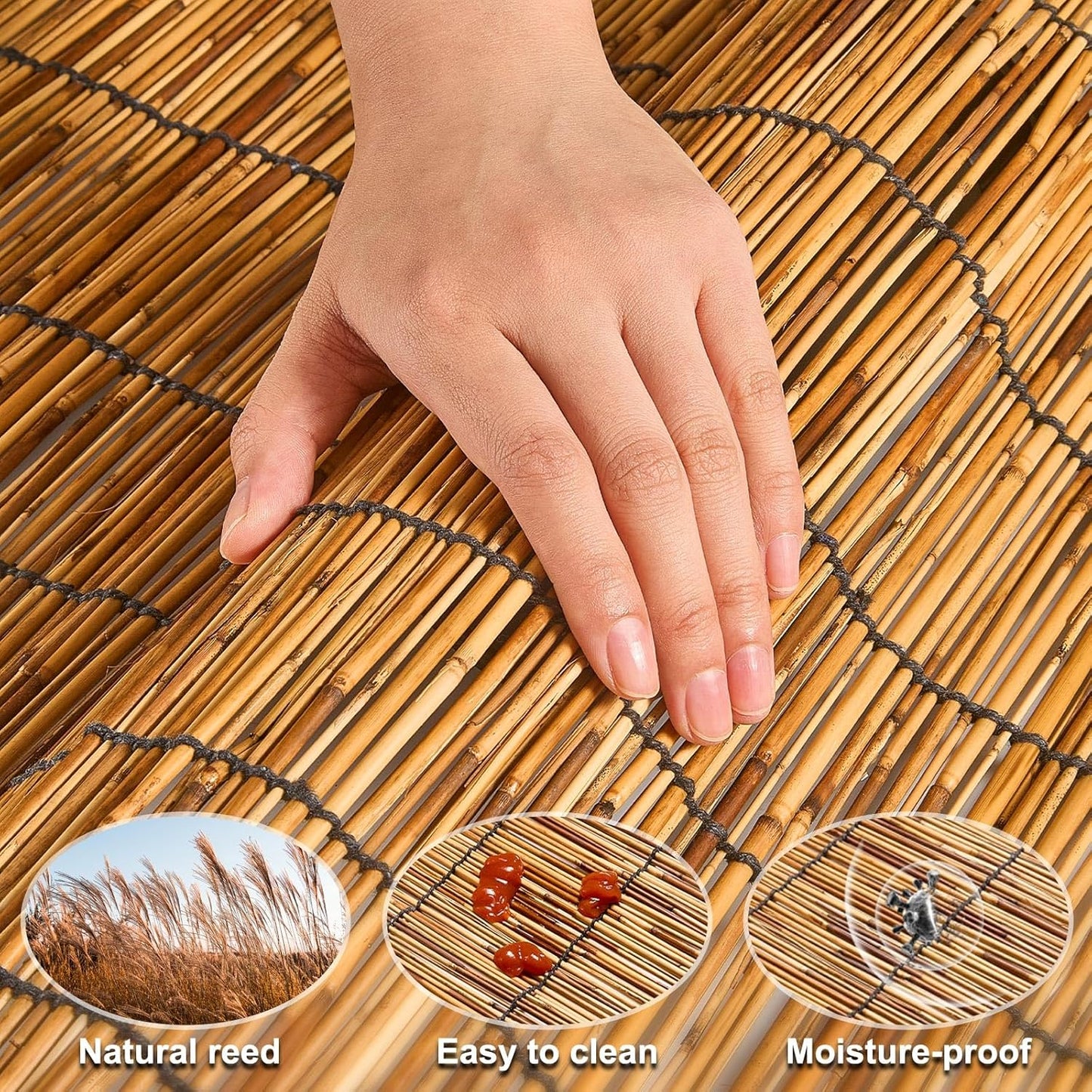 Reed Fencing Rolls,Patio Privacy Screen,Decorative Bamboo Fence Rolls for Patio Balcony Garden Backyard Outdoor,6x16FT(2Pcs)