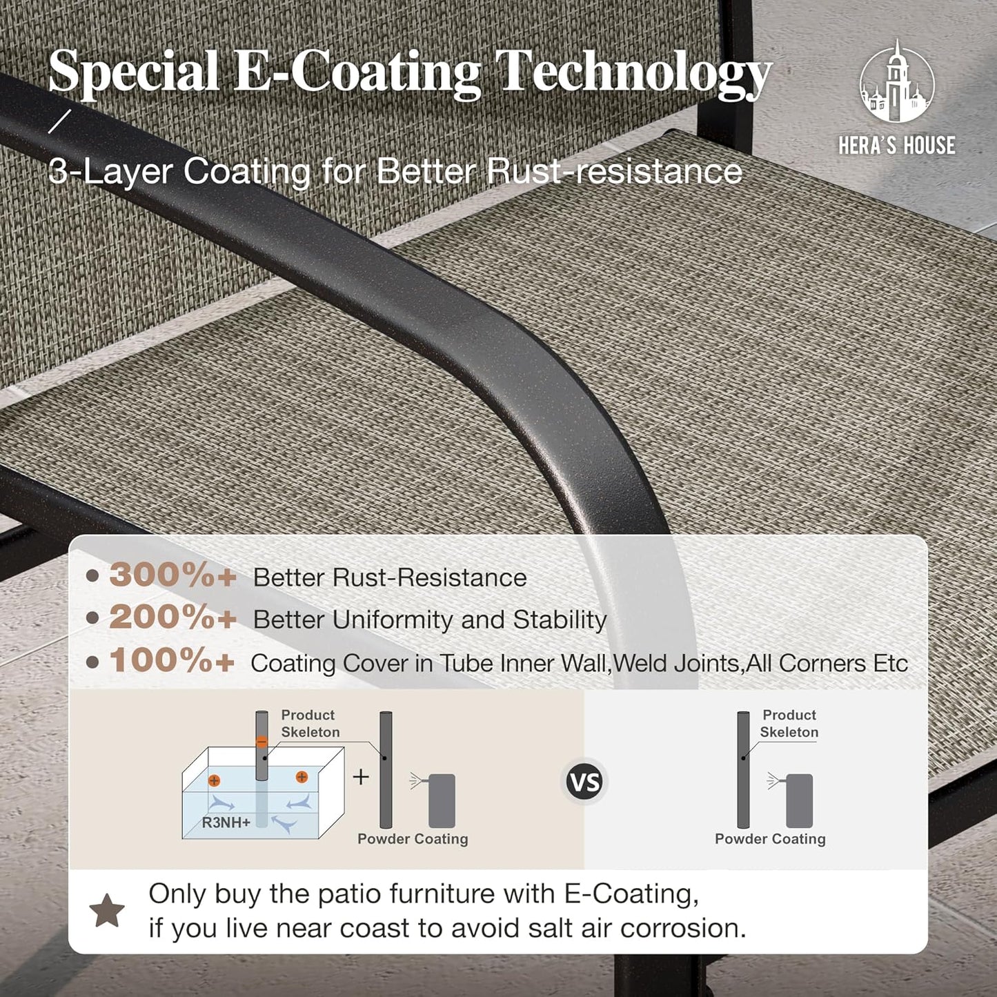 HERA'S HOUSE Round Patio Dining Set, 5 Piece Outdoor Metal Table and Chairs Set for Lawn Garden Backyard Deck