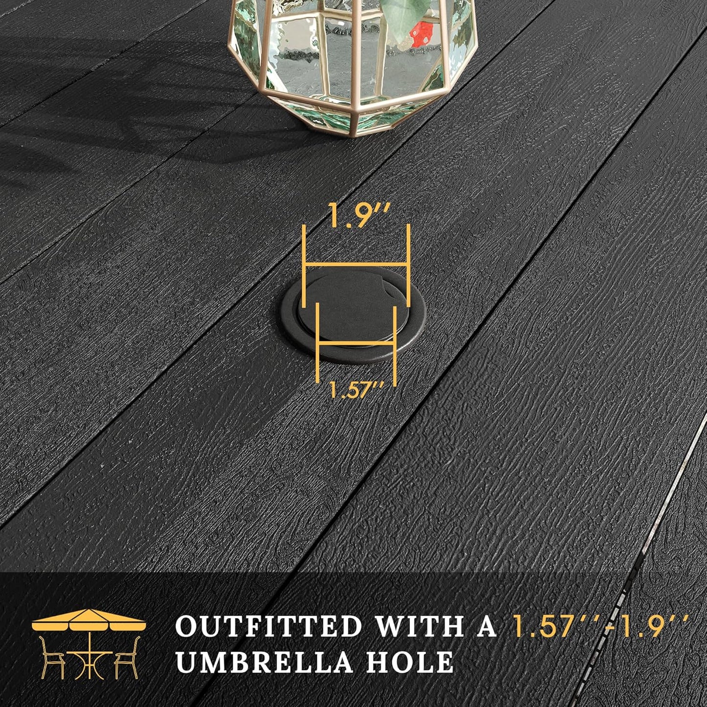 VICLLAX Patio Dining Set for 8, 9 Pieces Outdoor Furniture Set Includes 56.3" Round Patio Table and 8 Patio Stackable Chairs, Outdoor Table and Chairs for Outsides, Black Tabletop and Brown Fabric