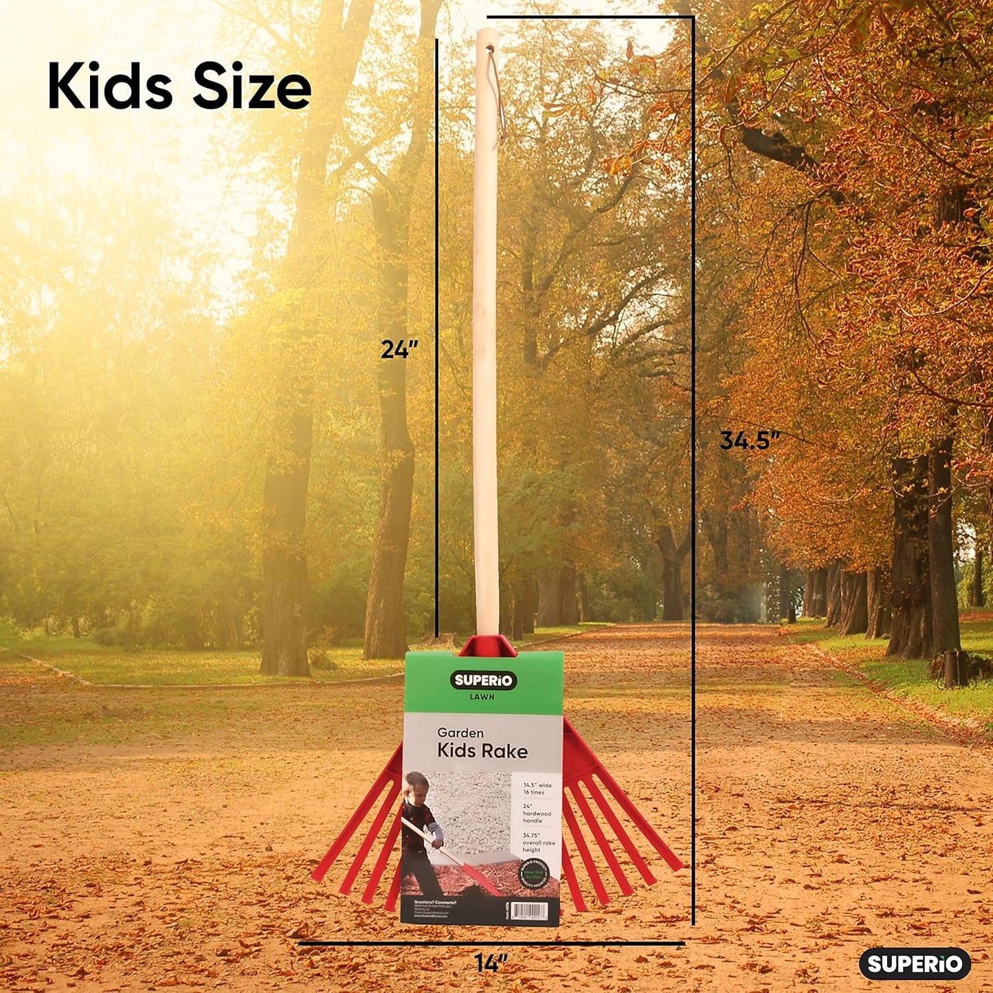Superio Red Kid Rake - Fun and Functional Gardening Tool for Children, 3-Pack