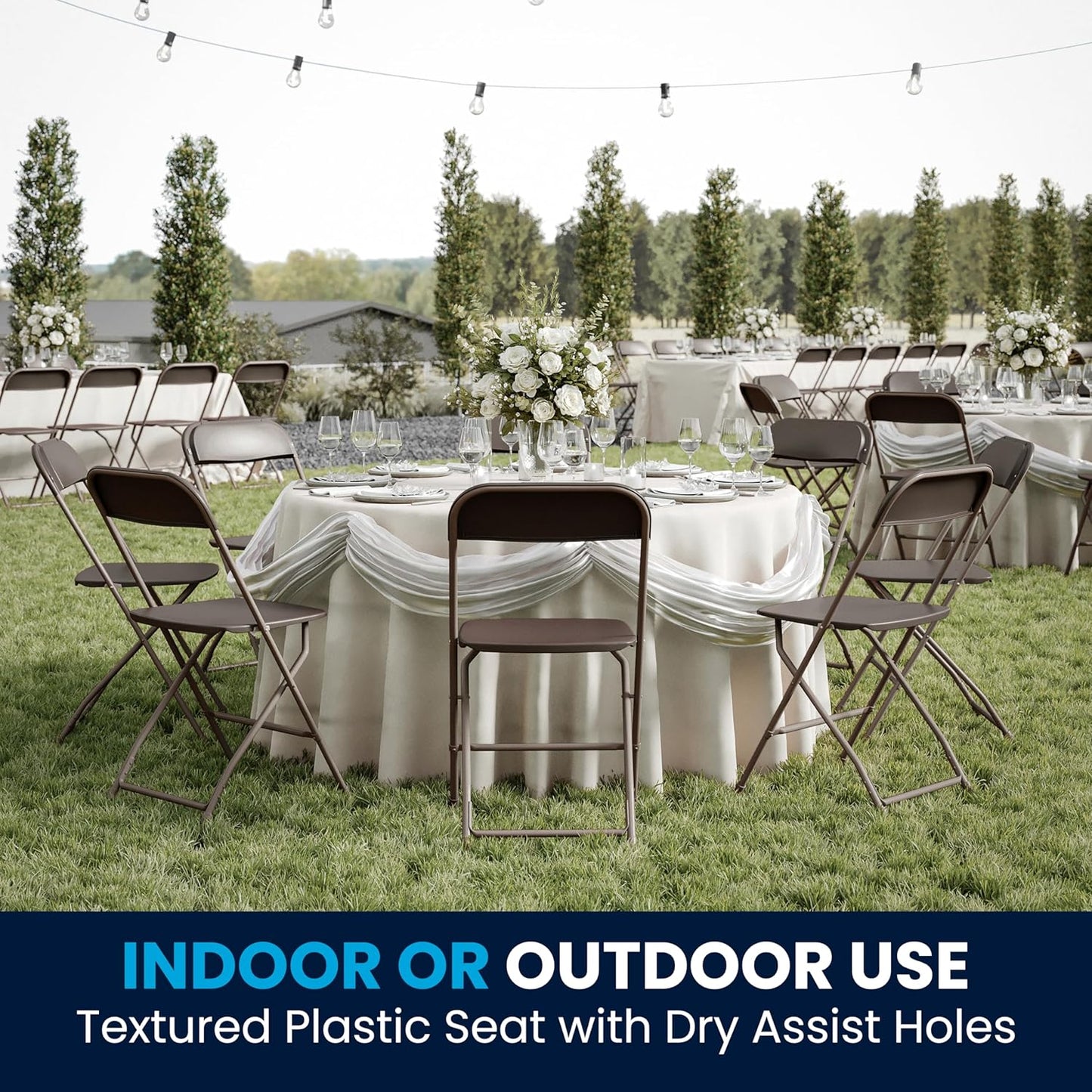 Flash Furniture Hercules Series Plastic Folding Chair - Brown - 20 Pack 650LB Weight Capacity Comfortable Event Chair-Lightweight Folding Chair