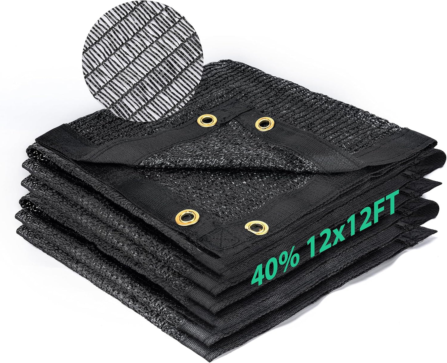 Kesfitt Garden 40% Shade Cloth, Resistant Sun Shade Net 12x12FT Mesh Tarp with HDPE Material and Reinforced Grommets Shade Trap for Greenhouse, Plant, Pergola, and Backyard Patio Sunshade