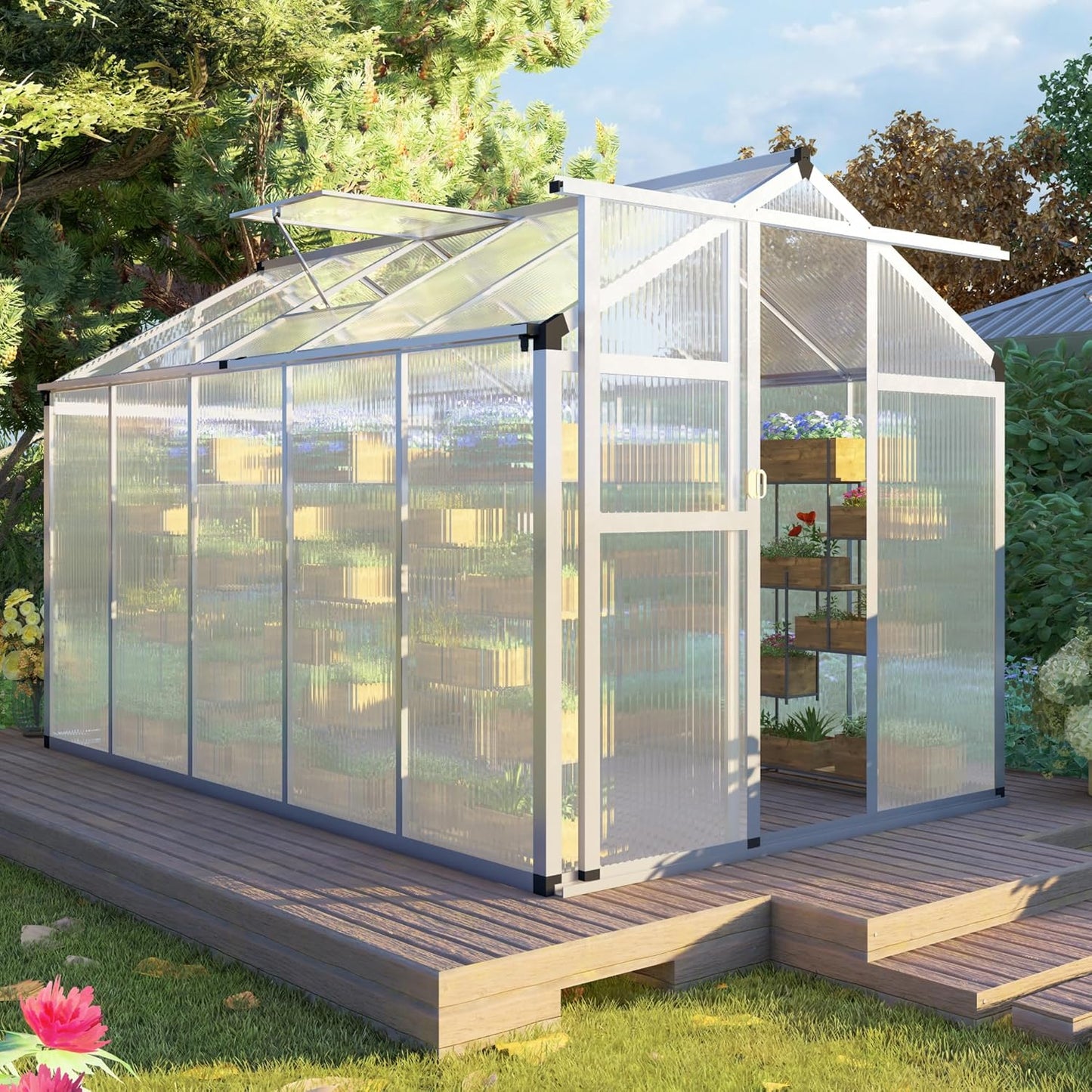 CQZY 6x10 FT Greenhouse for Outdoors,Green House for Outside,Silver
